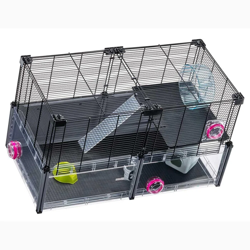 FERPLAST - Cage Hamster - Cage Souris - Cage Hamster Grande - Grillage Métallique - avec Accessoires - Modulaire - Multipla Hamster, 72,5 x 37,5 xh 42 CM