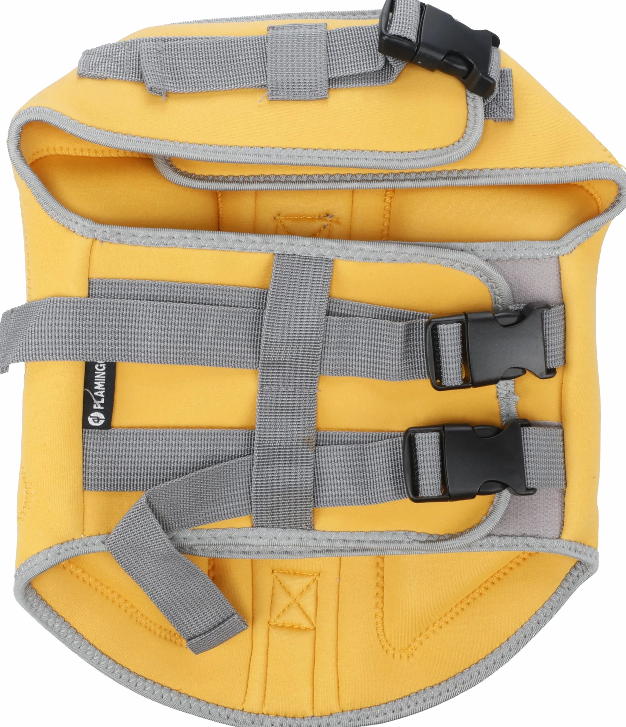 Gilet de Sauvetage Chien - Flamingo Swimmy Jaune - XS A:22 cm B:30-34 cm C:43-49 cm - Polyester - Mousse EPE - réglable - Bandes réfléchissantes - Anneau pour Laisse