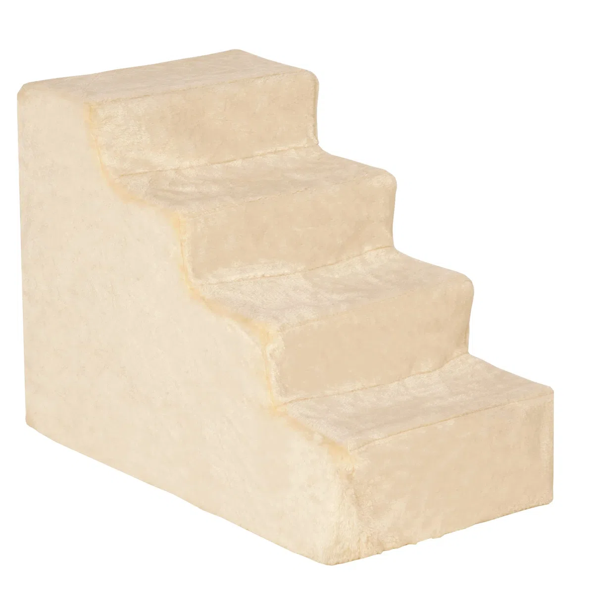 PawHut Escalier pour Chien à 4 Marches, Escalier pour Chat, Échelle Antidérapante pour Animaux de Compagnie, Housse Amovible et Lavable, 60 x 35 x 44 cm, Beige