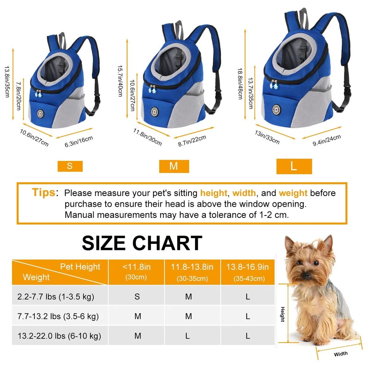 M MUNCASO Sac à Dos de Transporter pour Petits Chiens Tissu Elastique et Perméable avec Fond étanche, pour Randonnée Voyage en Plein Air