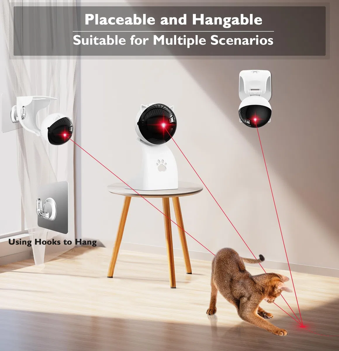 Petiepaw Jouets Laser Interactifs pour Chats D'intérieur, Jouet Laser Automatique pour Chats Adultes/Chatons/Chiens Ennuyés À L'intérieur, Rechargeable par USB, 3 Modes De Vitesse