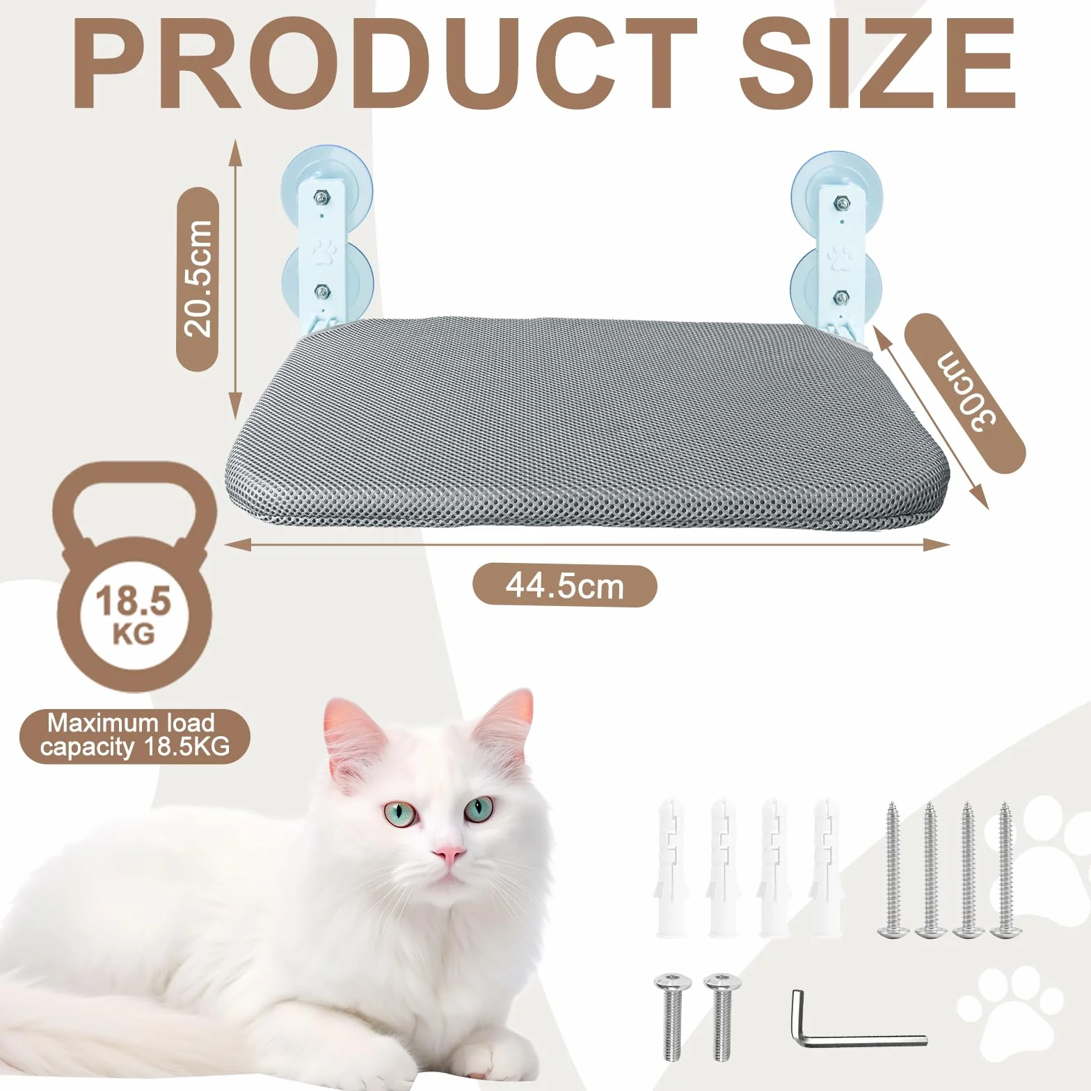 Hamac pour Chat sans Fil, Chats Places de Fenêtre Chats, Respirant Surveiller, Prendre Bains Soleil Et Grimper, avec Ventouses Puissantes, Tissu Lavable, Hamac pour Chat,Supporte Jusqu'à 15kg Maximum