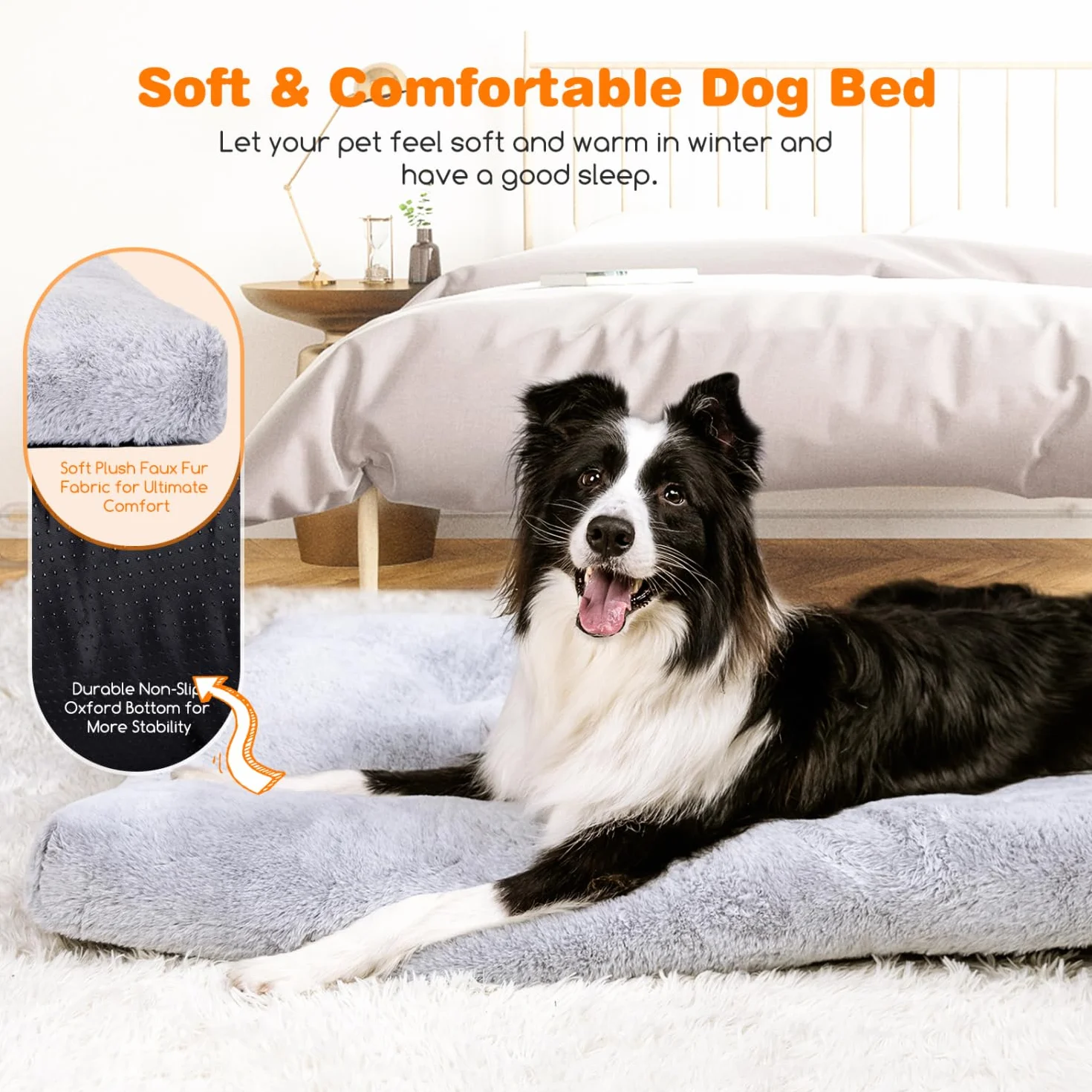 Nobleza - Matelas pour Chien Multifonction Lavable, Coussin de Voyage Anti-Dérapant avec 6 Points de Capitonnage, Super Doux et Portable pour Cage, Voiture ou Maison - S, 80 * 50 * 10cm, Gris