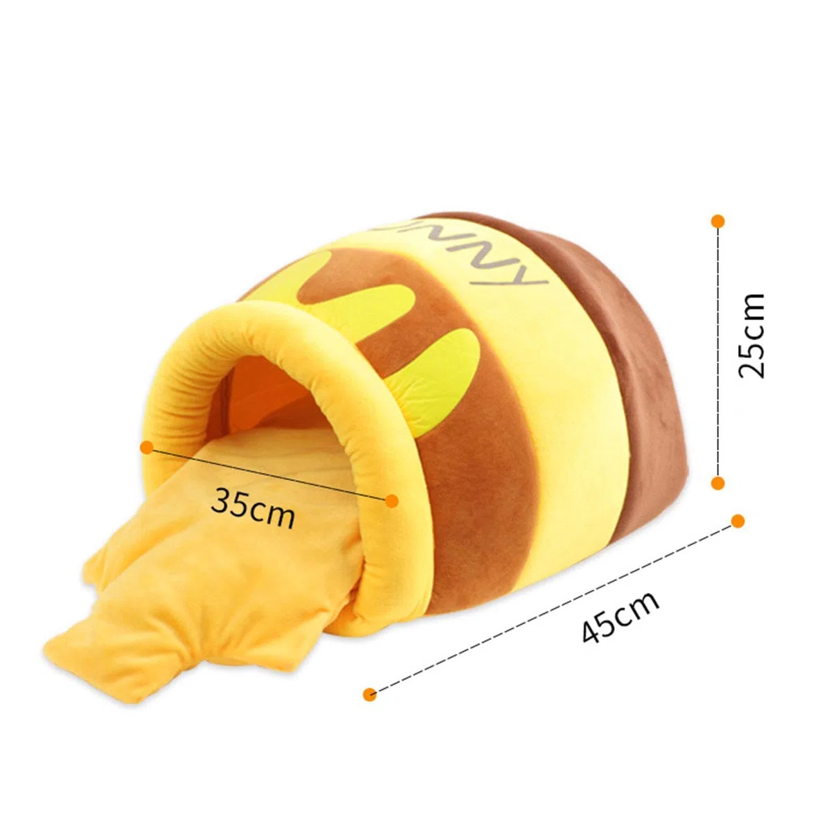 F Fityle Lit pour Chat en Forme de Pot de Miel, nid Chaud de Dessin animé, Coussin épais, Fond antidérapant, Niche Lavable Semi-fermée, Grotte, lit de Couchage