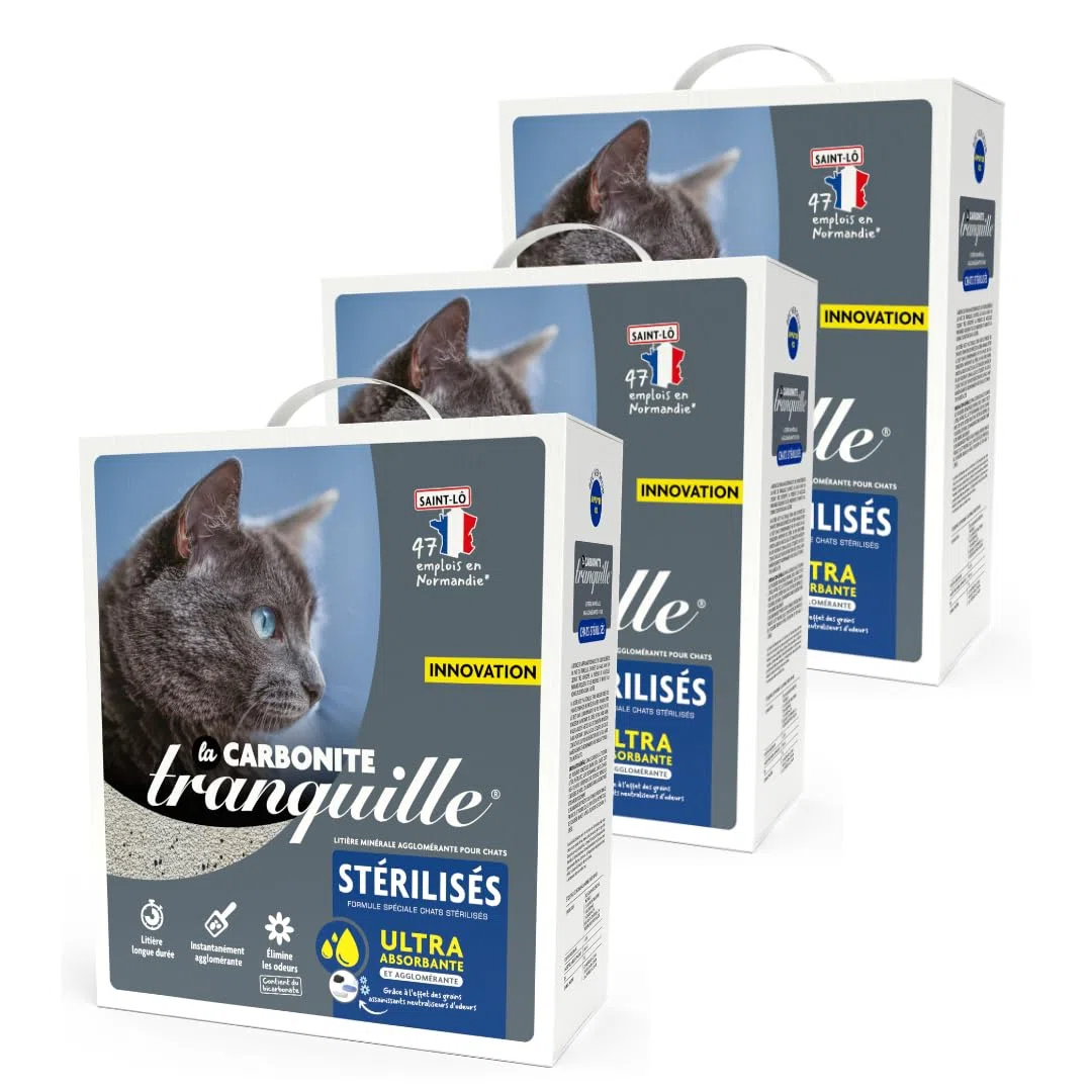 Tranquille La Carbonite Chats Stérilisés - 6,1 litres - Lot de 3
