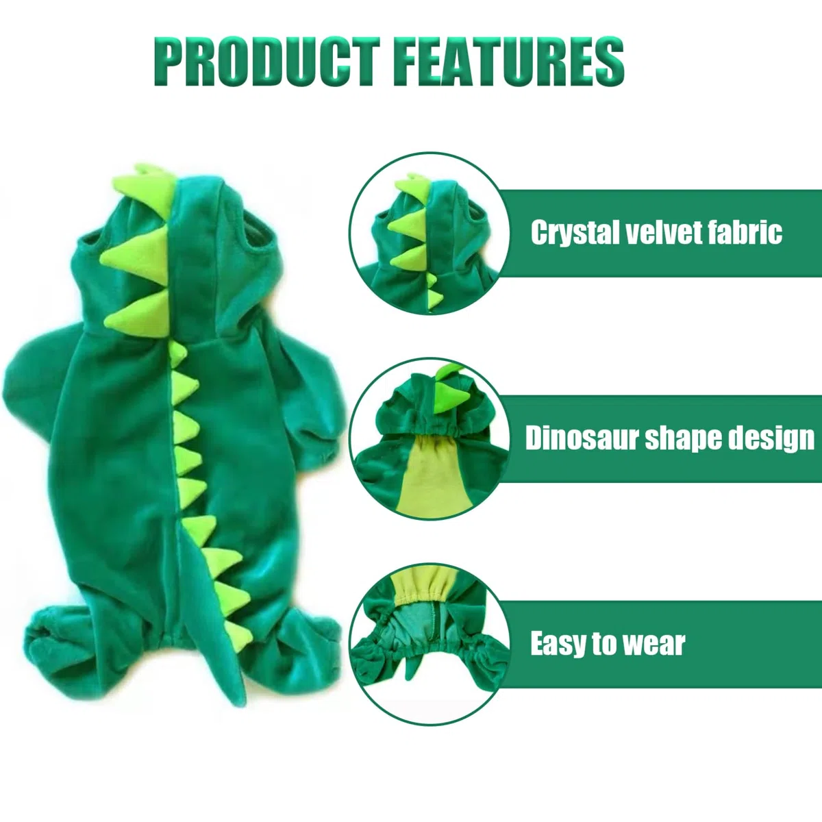 Chien Dinosaure Costume Taille XXL Mignon Costume de Chien Halloween Manteau Manteau Cristal en Velours d'hiver à Sweat à Sweat à Capuche
