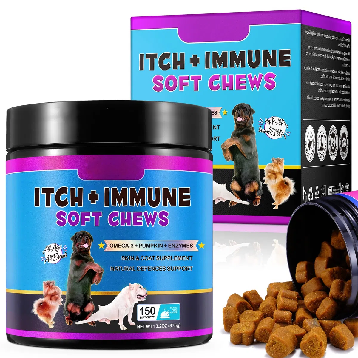 Immunothérapie Anti - Démangeaisons Pour Chiens Anti - Allergie Chien Anti - Allergie Comprimés À Croquer (150 Comprimés) Avec Oméga 3 Anti - Démangeaisons Et Points Chauds Anti - Démangeaisons Lécher