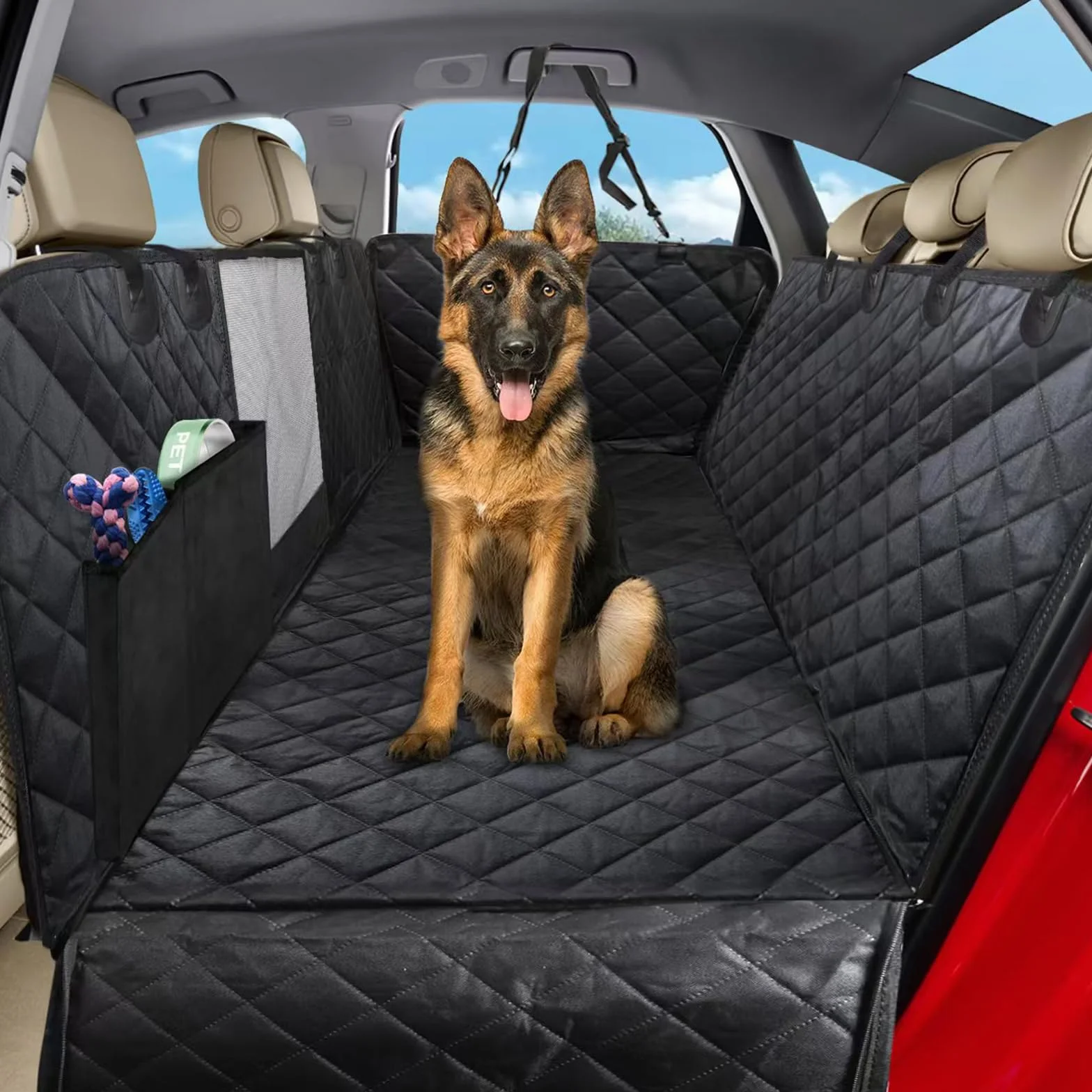 Sosayet Housses de Siège d'auto pour Chien, Protection Voiture Chien Universelle avec Fenêtre de Visualisation, Housse Voiture Chien Imperméable Antidérapant pour Voitures VUS (137 x 147 cm)