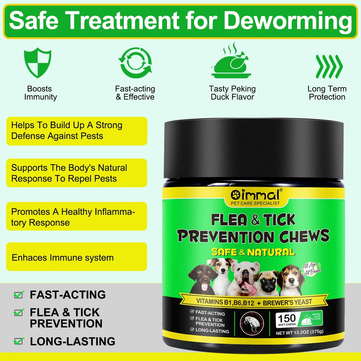 Chips Et Tick Prevention Chews Pour Chiens, 150 Pcs Chiens Flea & Tick Control Supplément - Pilules souples Orales Puces Pour Chiens - Traitement Pour Petits Chiens, Moyens, Grande Taille