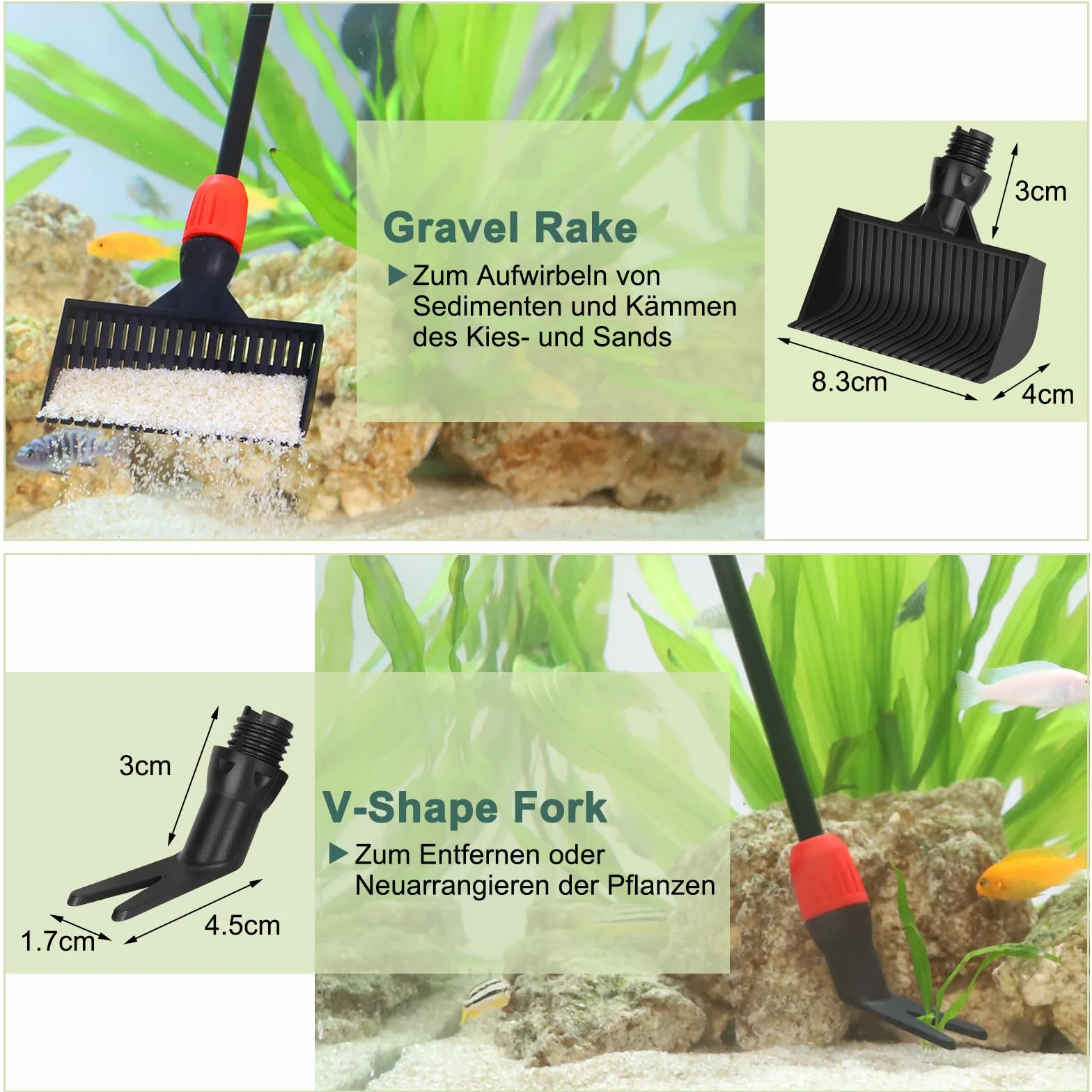 hygger Kit de Nettoyage pour Aquarium 6 en 1, Outil de Nettoyage d'Aquarium Polyvalent (M)