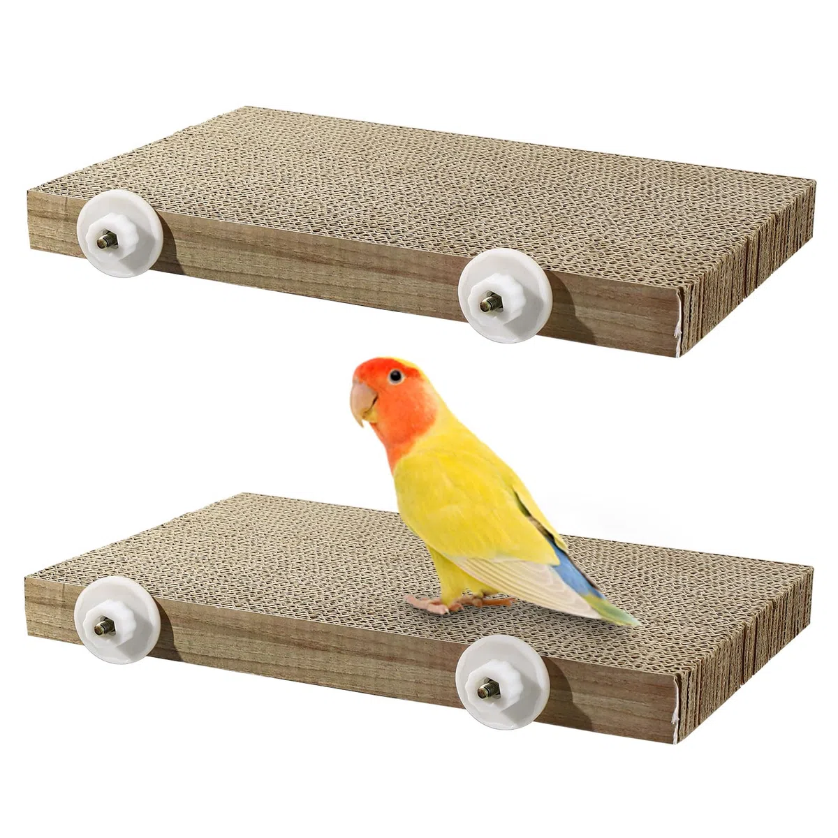 Perchoir pour cage à perroquet, jouets à mâcher pour perruches, aire de jeu, conure, calopsitte, plate-forme de broyage, accessoires de cage pour perruche, cacatoès (marron, lot de 2, L : 31 x