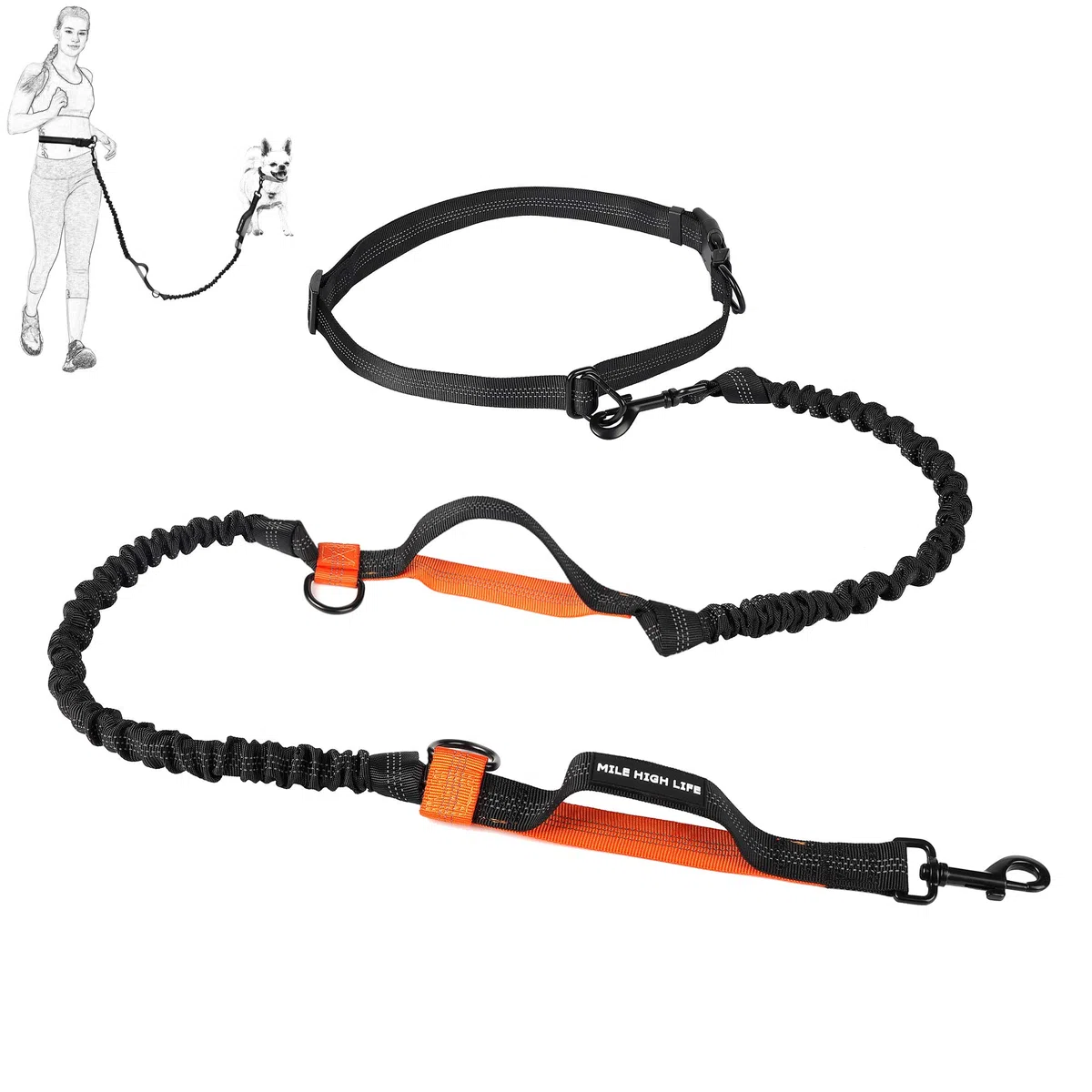 Mile High Life | Laisse Rétractable Mains Libres 2m pour Chien 50 Kg | Réfléchissante | pour Petit, Moyen Et Grand Chien | (Marrone)