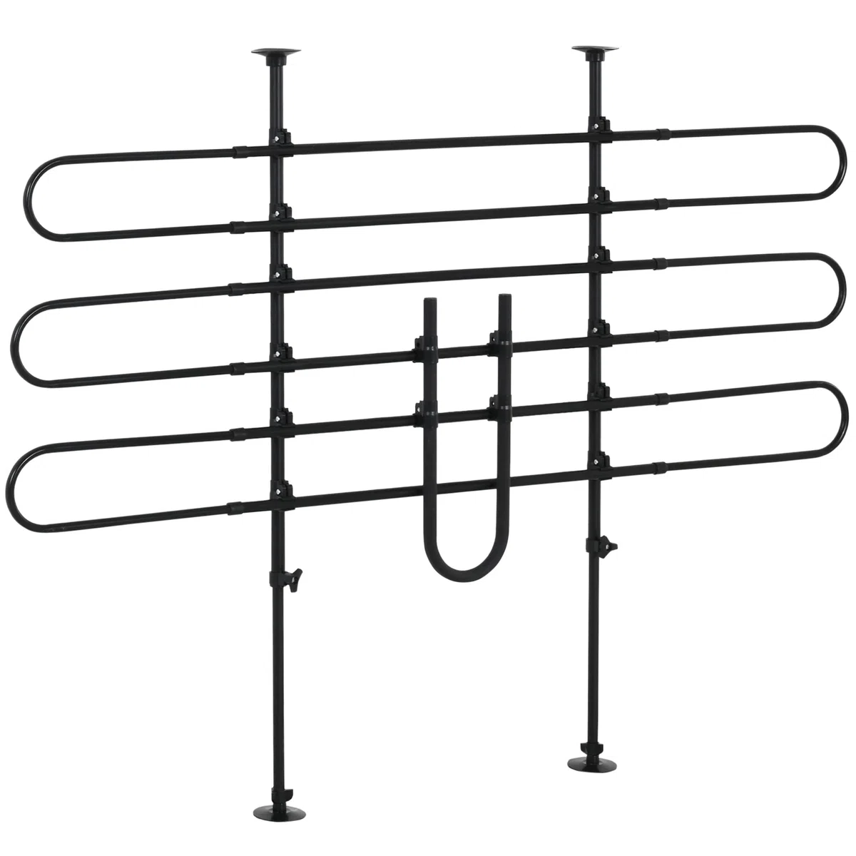 PawHut Grille de séparation Voiture pour Chien réglable, Largeur : 87-135 cm, Hauteur : 85-120 cm, barrière de sécurité Universelle en Acier, pour Coffre de Voiture pour Chien, Noir