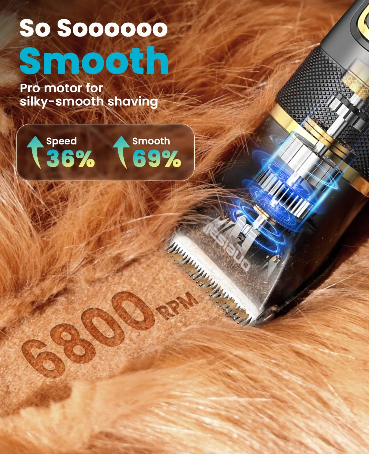 oneisall Tondeuse à cheveux silencieuse pour chiens et chats 2 000 mAh rechargeable IPX7 imperméable Barboncini