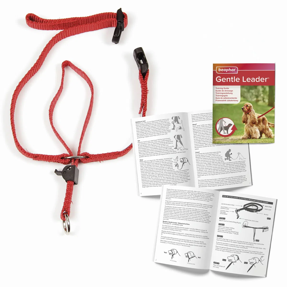 Beaphar Gentle Leader - Collier pour Chien - Taille L - Rouge - Robuste et Durable - Facile à Installer - Pour Toutes les Tailles de Race - Imprimé Animal