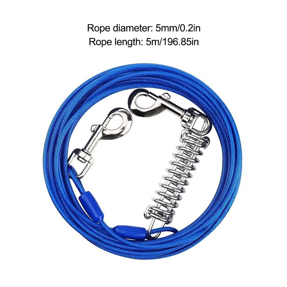 Câble d'attache pour Chiens,Chien d'arrêt,3m/5m de Laisse pour Chien,Laisse de Cabine avec Ressort Amortisseur pour Chiens de Taille Moyenne et Grande Camping,Jardin,Course,Parc en Plein Air