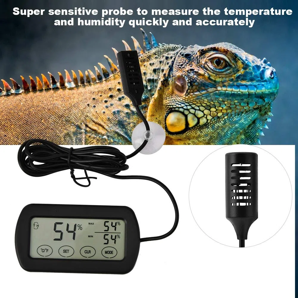 Tnfeeon Thermomètre, hygromètre, Affichage LCD numérique, thermomètre et hygromètre pour incubateur d'oeufs, réservoir de Reptiles, indicateur de température intérieure et d'humidité extérieure
