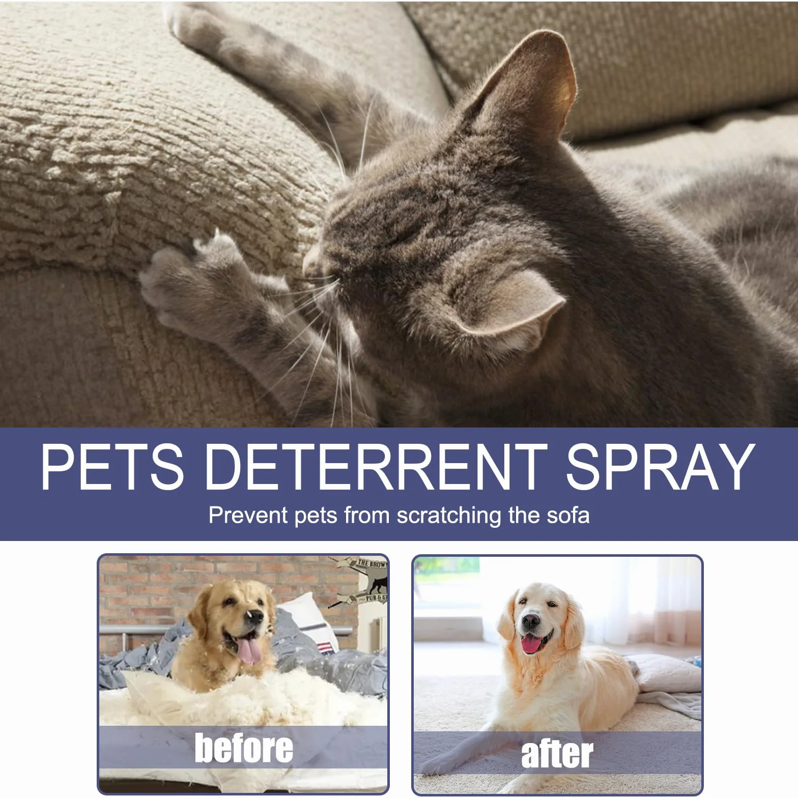 Spray anti-rayures pour chats, spray anti-rayures pour chats, protection contre les rayures pour chat et chien, spray de rétention pour chat, résistant aux rayures pour canapé, meubles,