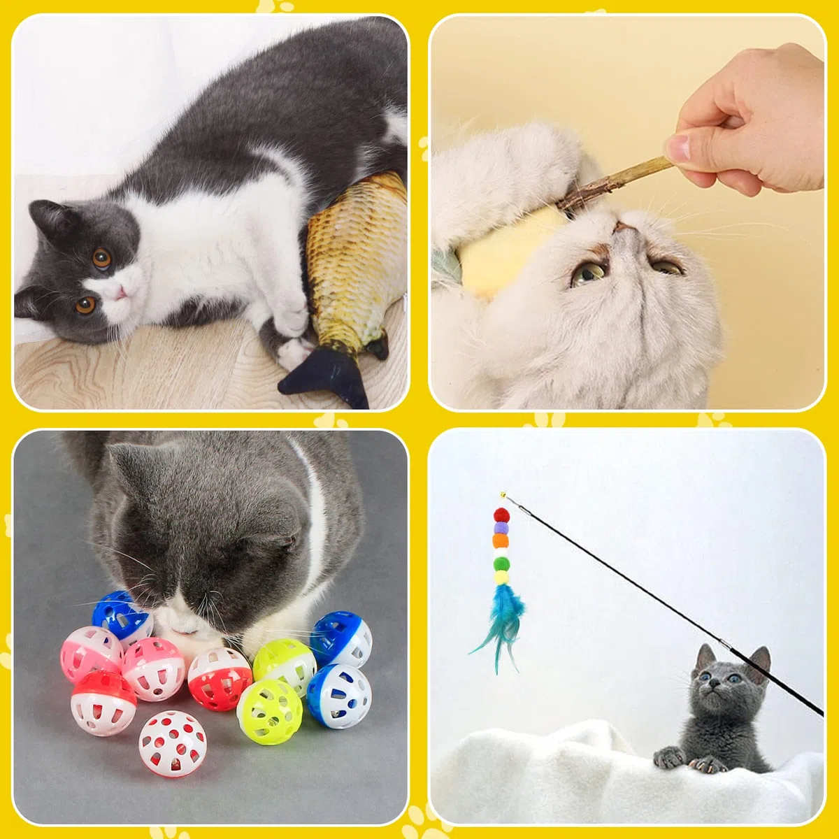 Kit Jouet pour Chat - 38 Pièces Animaux Domestiques Toys pour Chaton Minou - Boule, Tunnel et Jeu
