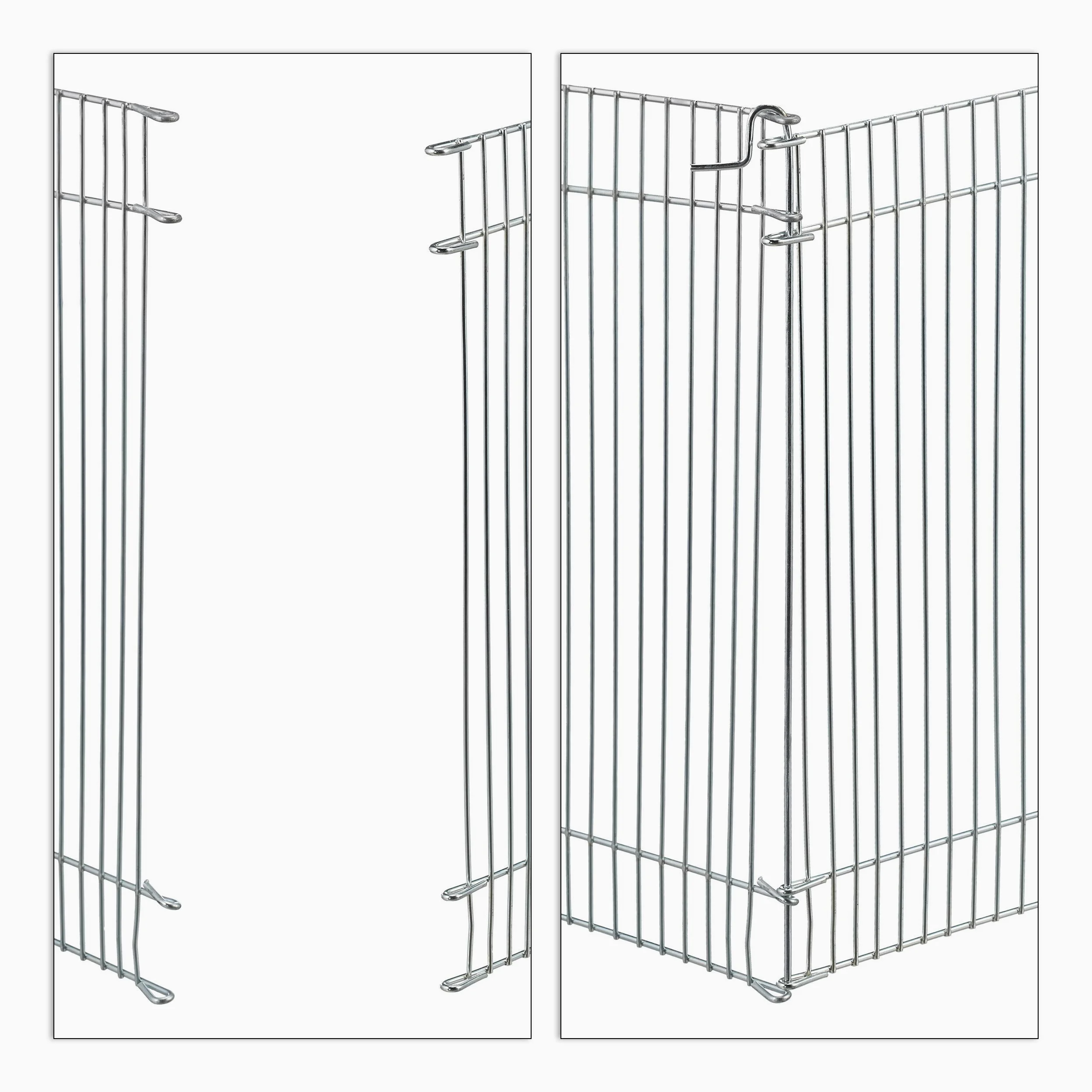 Relaxdays Cage extérieur Lapin, 6 éléments, pour Petits Animaux, enclos Cochon d’Inde, zingué, H 27 cm, argenté