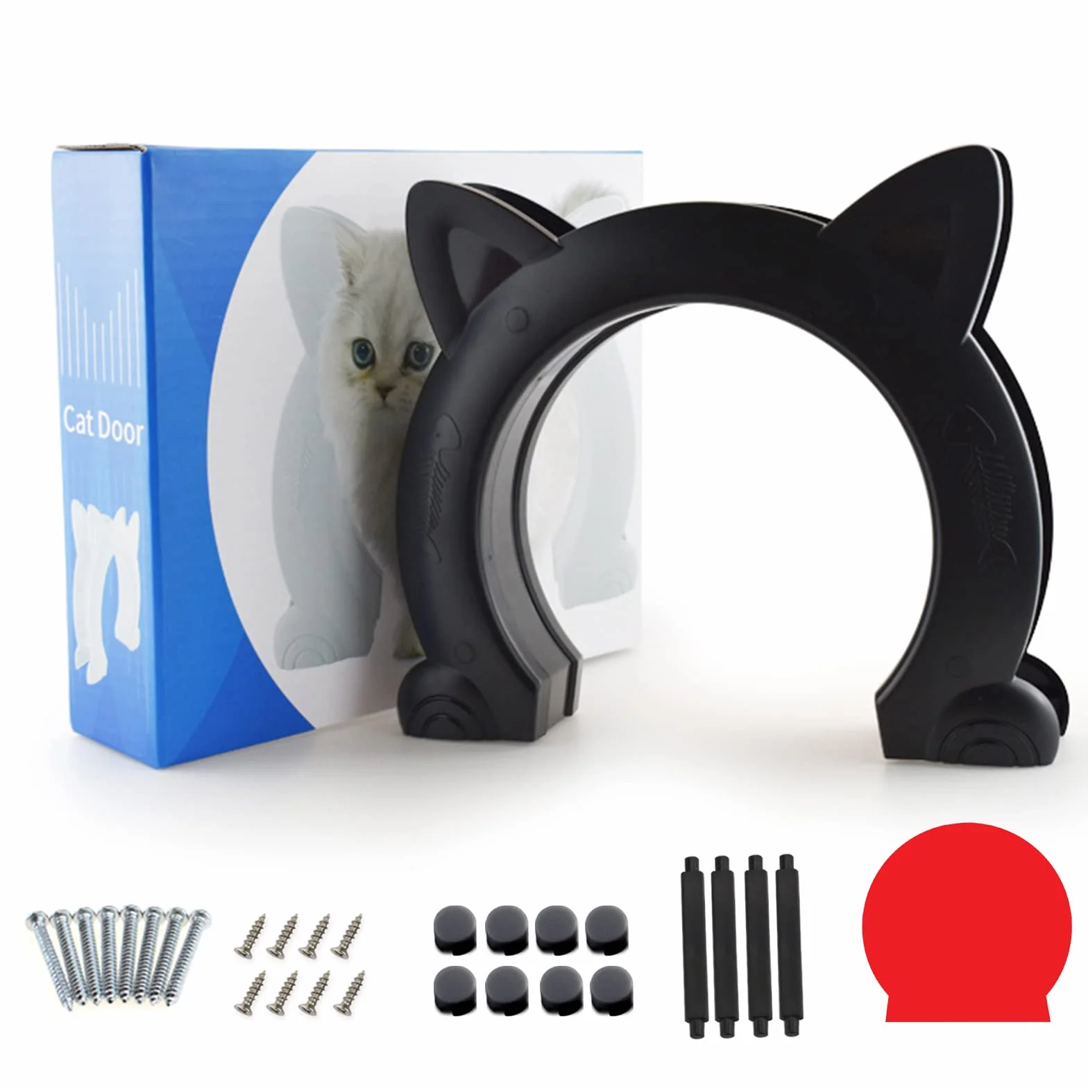 Wordcam Grande porte pour chats Porte intérieure XL, porte intérieure pour chats, portes pour chats, chatons et petits chiens (Noir)