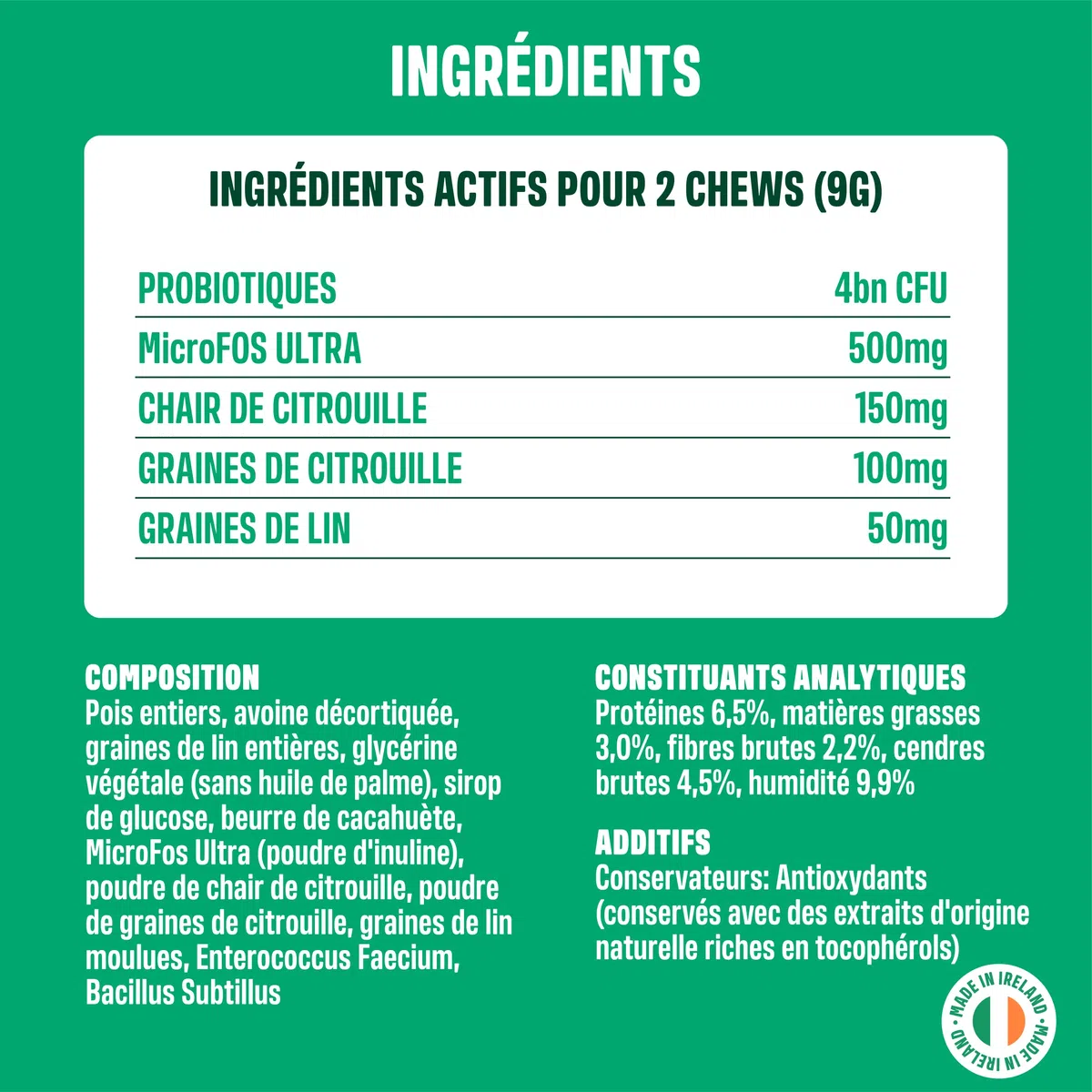 ivvi Probiotic pour Chien - Complément Alimentaire pour Bien-Etre Digestif - Probiotiques, Citrouille, Avoine, Graines de Lin et de Courge - 60 Délicieuses Friandises Végétariennes, 270g