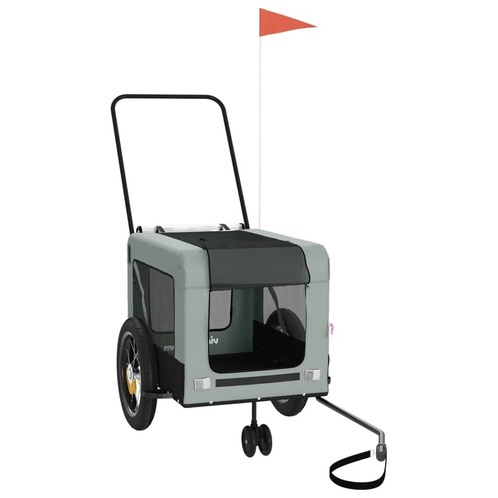 vidaXL Remorque de Vélo pour Animaux de Compagnie, Chariot à Vélo pour Chien avec Roues, Poussette de Animaux de Compagnie, Gris et Noir