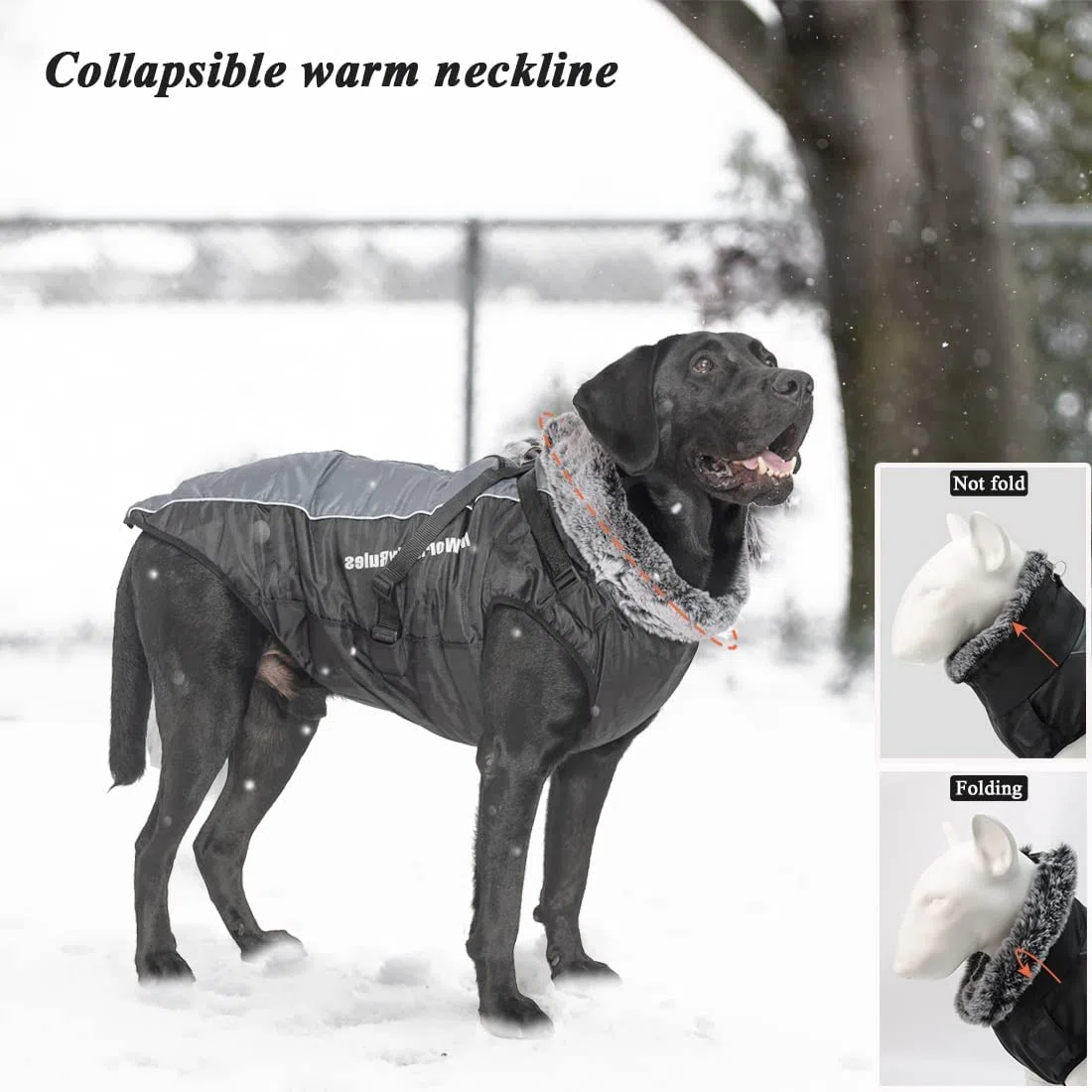 Veste d'hiver 2 en 1 pour chien avec harnais confortable, imperméable, coupe-vent, réversible, manteau d'hiver pour chien chaud pour temps froid, veste pour chiens de taille moyenne et grande