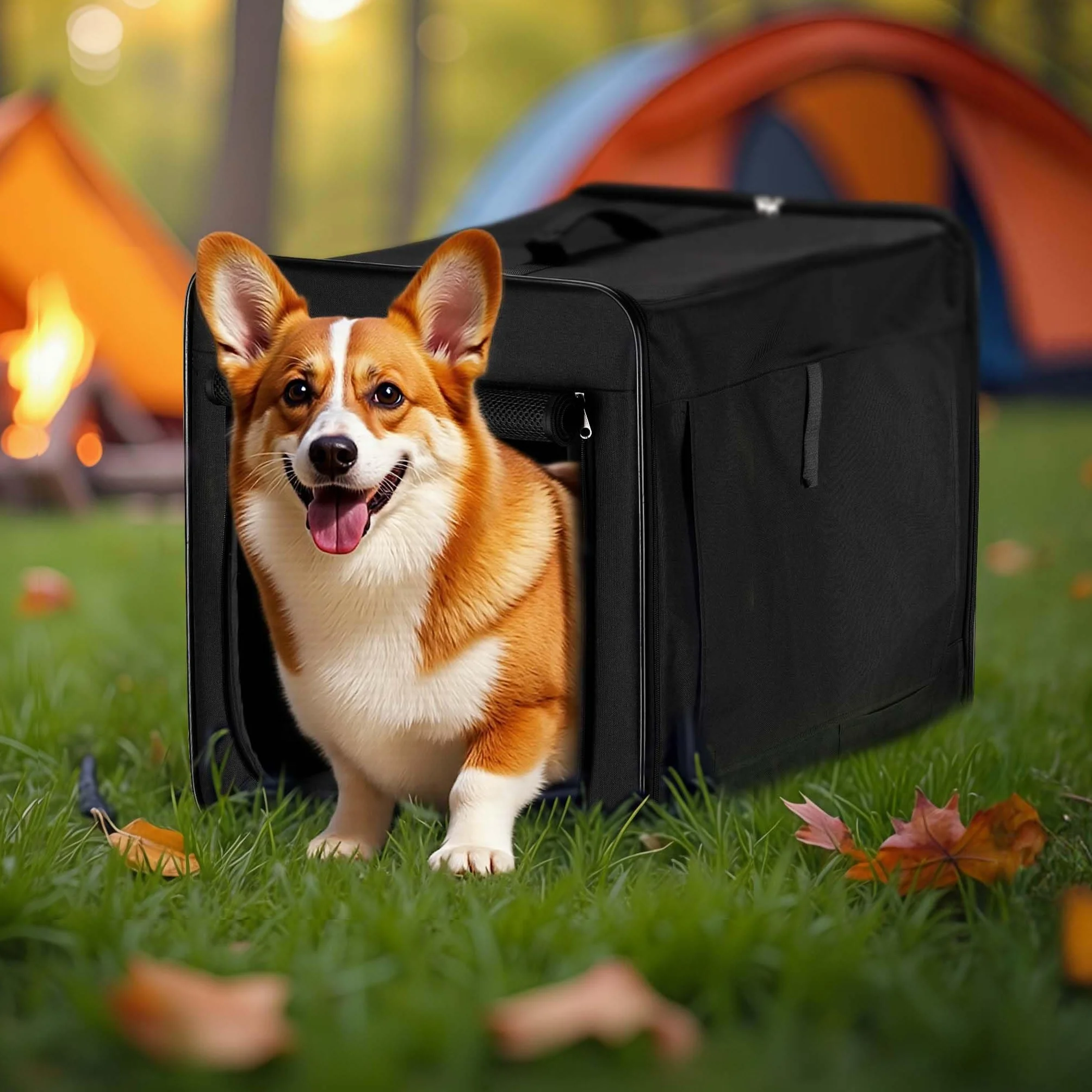 Wiltec Caisse de Transport Noire Pliable pour Chiens Chats Animaux domestiques - Taille XL / 94 x 66 x 74 cm/Charge Max. 20 kg - avec Coussin - boîte Voyages Canine féline
