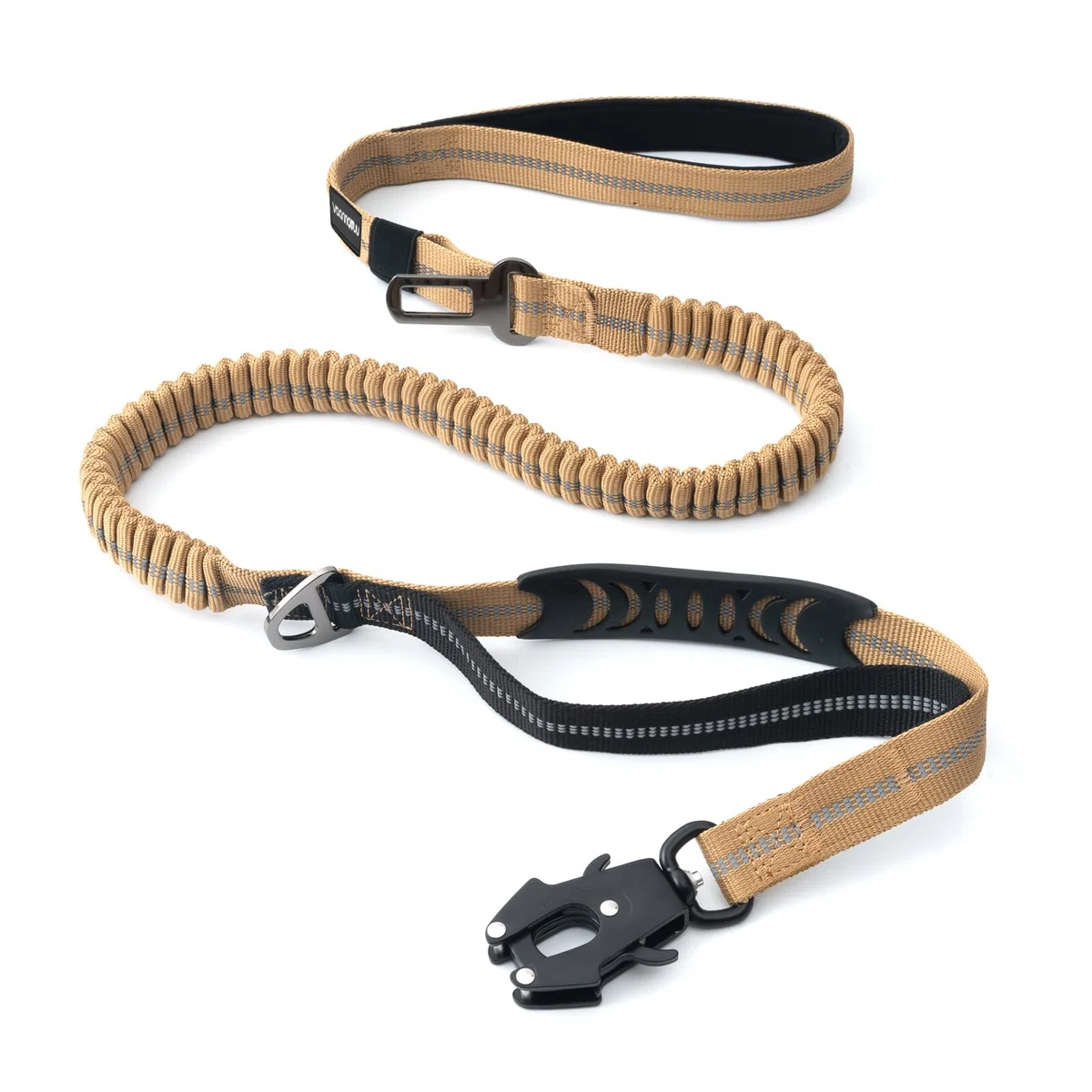 Laisse Tactique Robuste pour Chien avec Mousqueton à dégagement Rapide et Fils hautement réfléchissants, 1,2 à 1,8 m pour Chiens de Taille Moyenne et Grande(Marron et Noir)