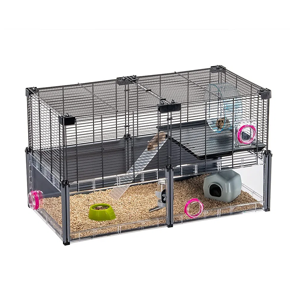 FERPLAST - Cage Hamster - Cage Souris - Cage Hamster Grande - Grillage Métallique - avec Accessoires - Modulaire - Multipla Hamster, 72,5 x 37,5 xh 42 CM