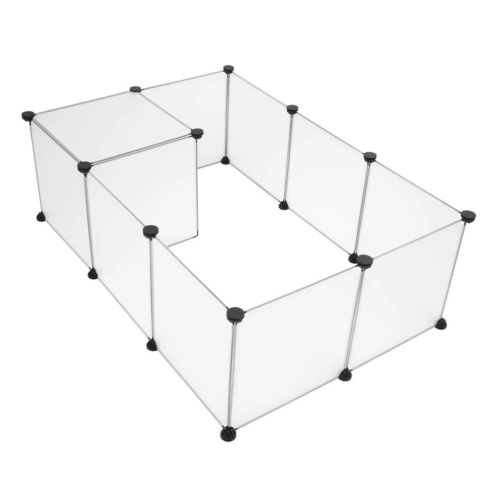 Parc Enclos, DIY Porte Petit Animal Pet Fence en Plastique, Cage, Clôture, Intérieur, Modulable, pour Cochon d’Inde, Lapin, Hérisson, Petits Animaux, 12PCS, Blanc