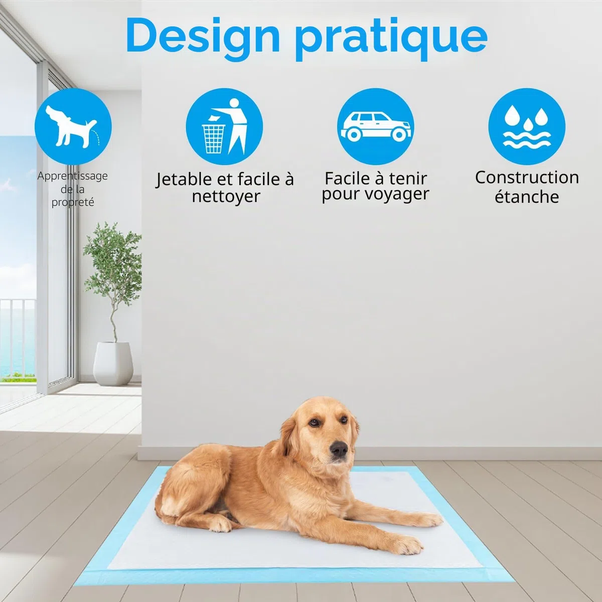60 Pièces Alaise pour Chien, 90 x 60cm Alese Jetable, 5 Couches Tapis Educateur Chiot, Tapis Hygiénique Absorbant, Anti-Fuite et Séchage Rapide