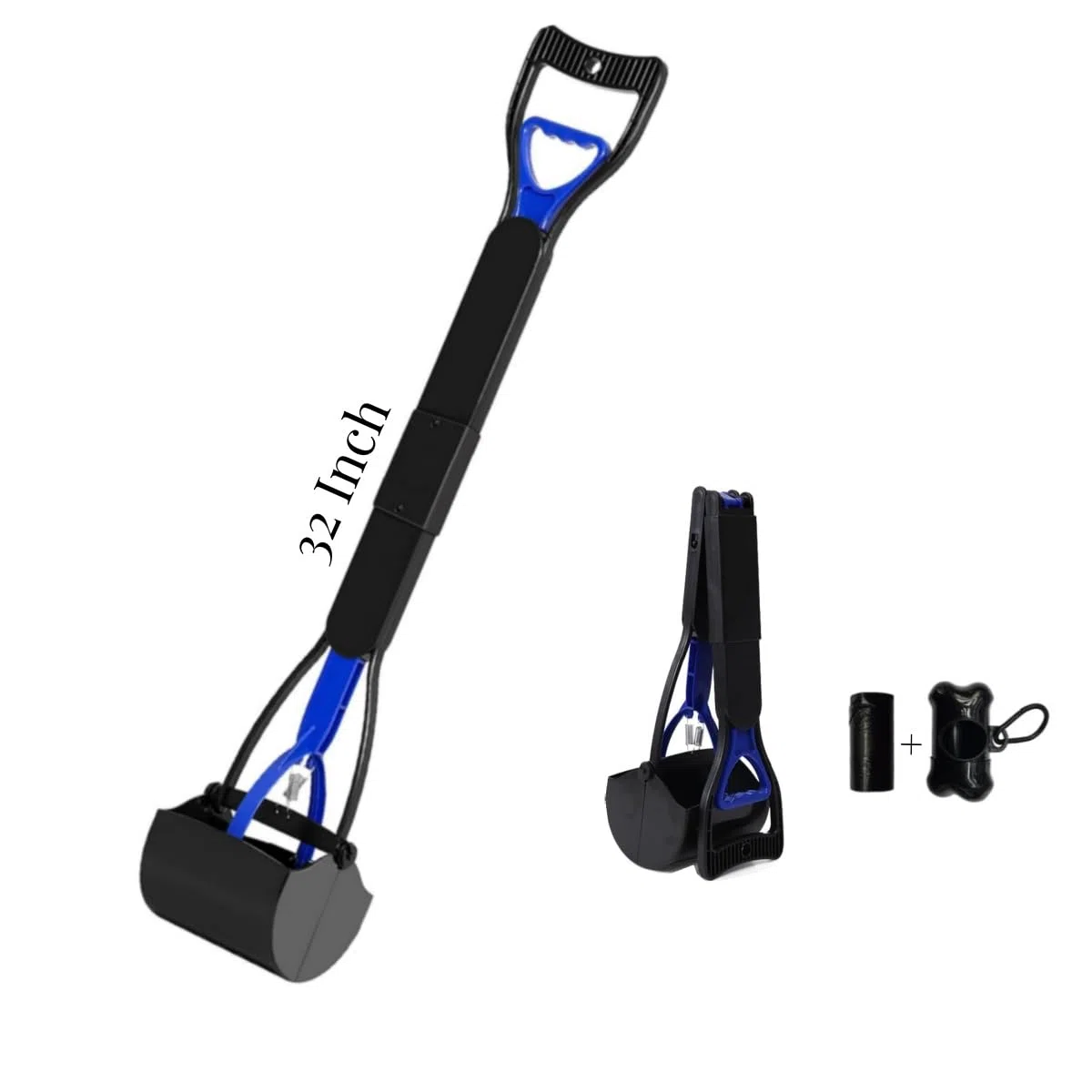 Trottinette à déjections canines de grande taille avec poignée de 81,3 cm de long pour nettoyer les déchets d'animaux ou les déchets de jardin, pas besoin de s'arrêter