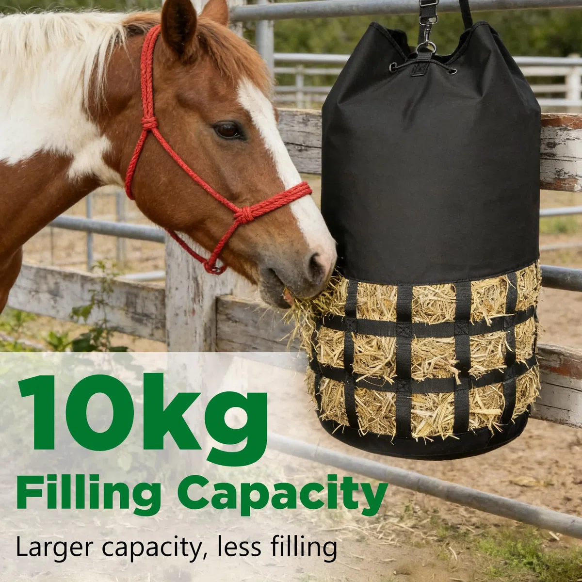 Filet à Foin pour Chevaux à Mailles serrées, Filet à Foin pour Chevaux | Sac XXL 10 kg, Mailles 6,5 cm | Robustesse élevée pour écurie/Paddock/Transport