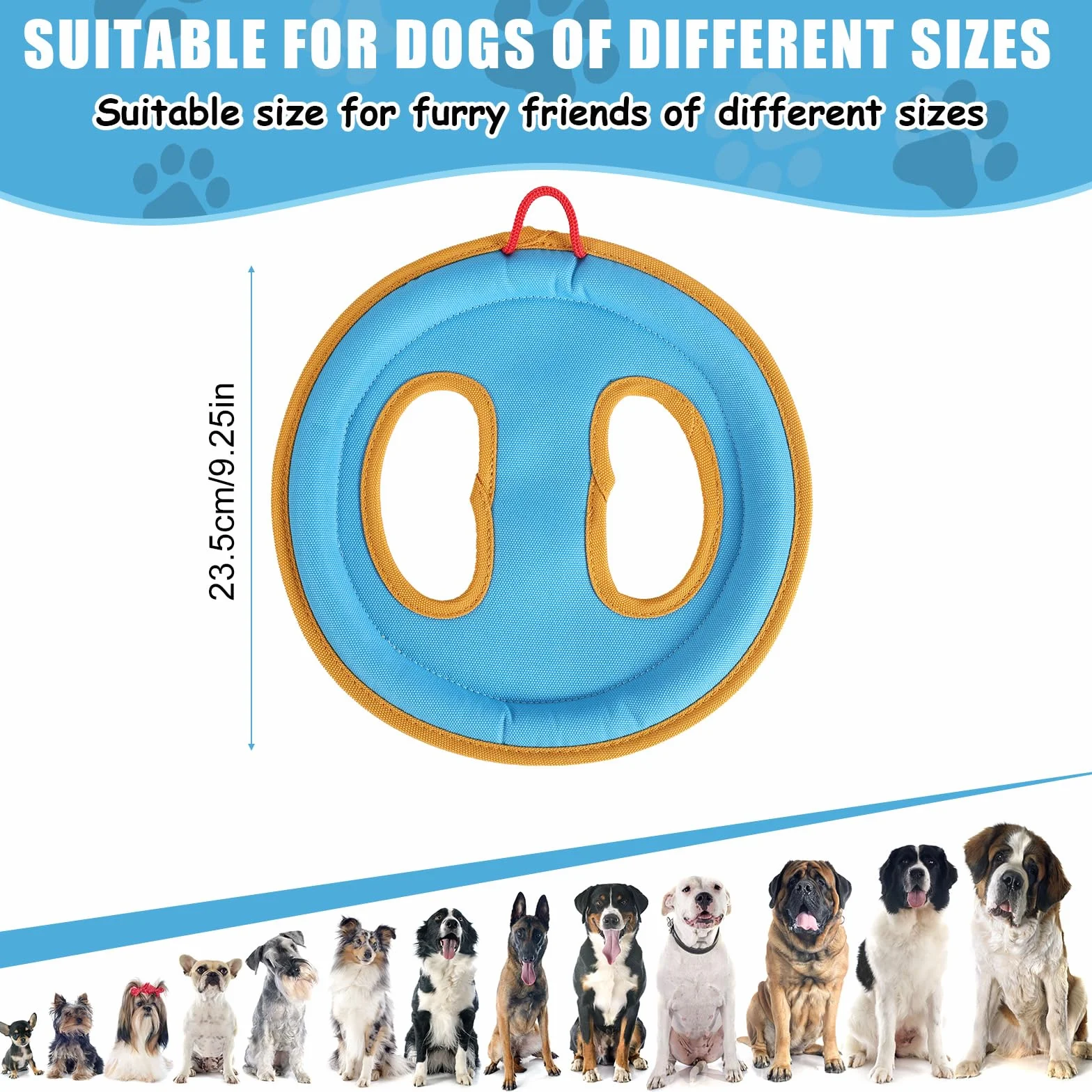 lasuroa Disque Volant Chien, 23,5cm Jouet Flottant à Bords Souples Doux pour Les Dents Jouet d'Extérieur Léger en Toile pour Chiens de Taille Moyenne à Grande