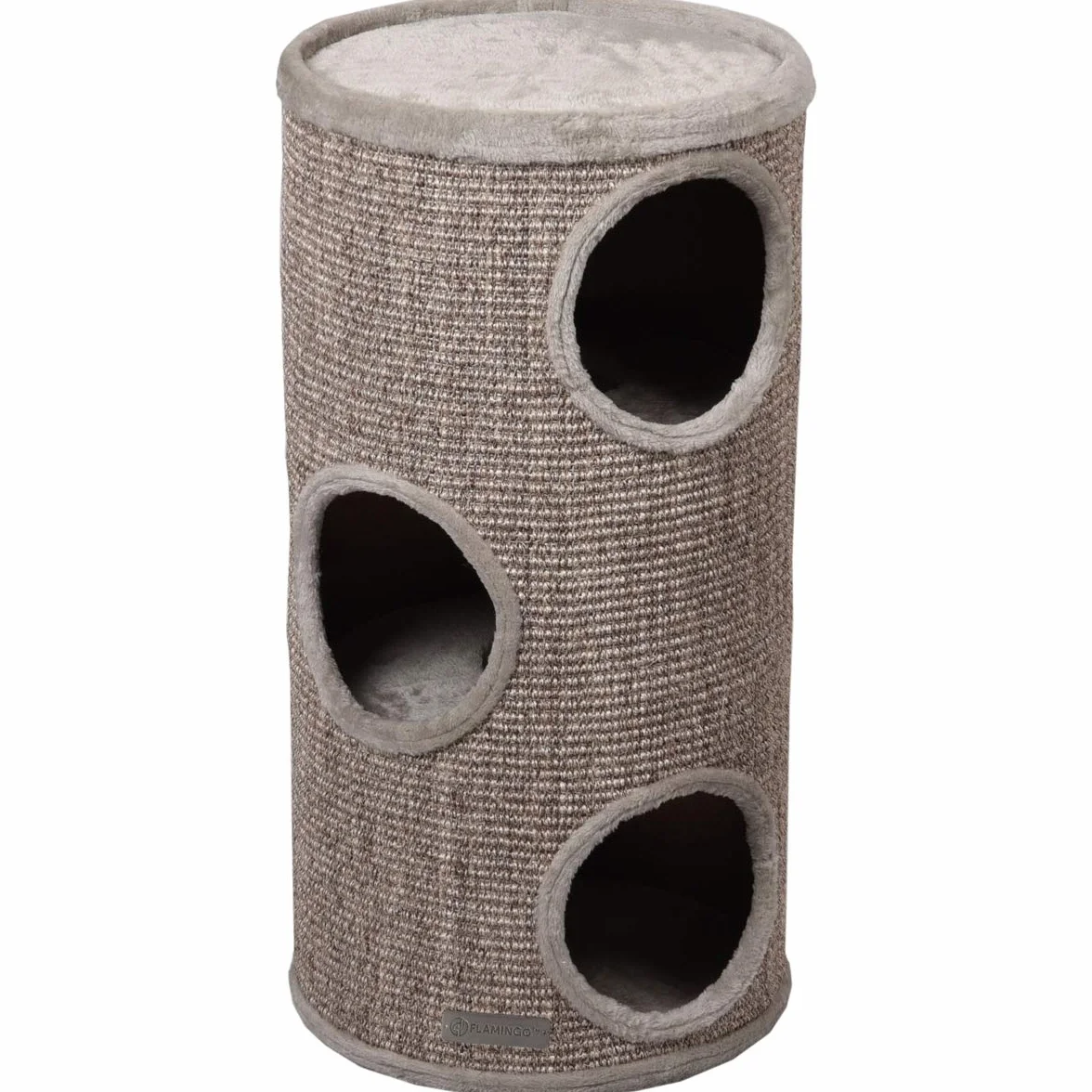 griffoir pour Chat – Tonneau à Gratter pour Chat - Flamingo Greta M - 70 cm Hauteur – Ø 36 cm - Gris & Naturel & Marron Clair