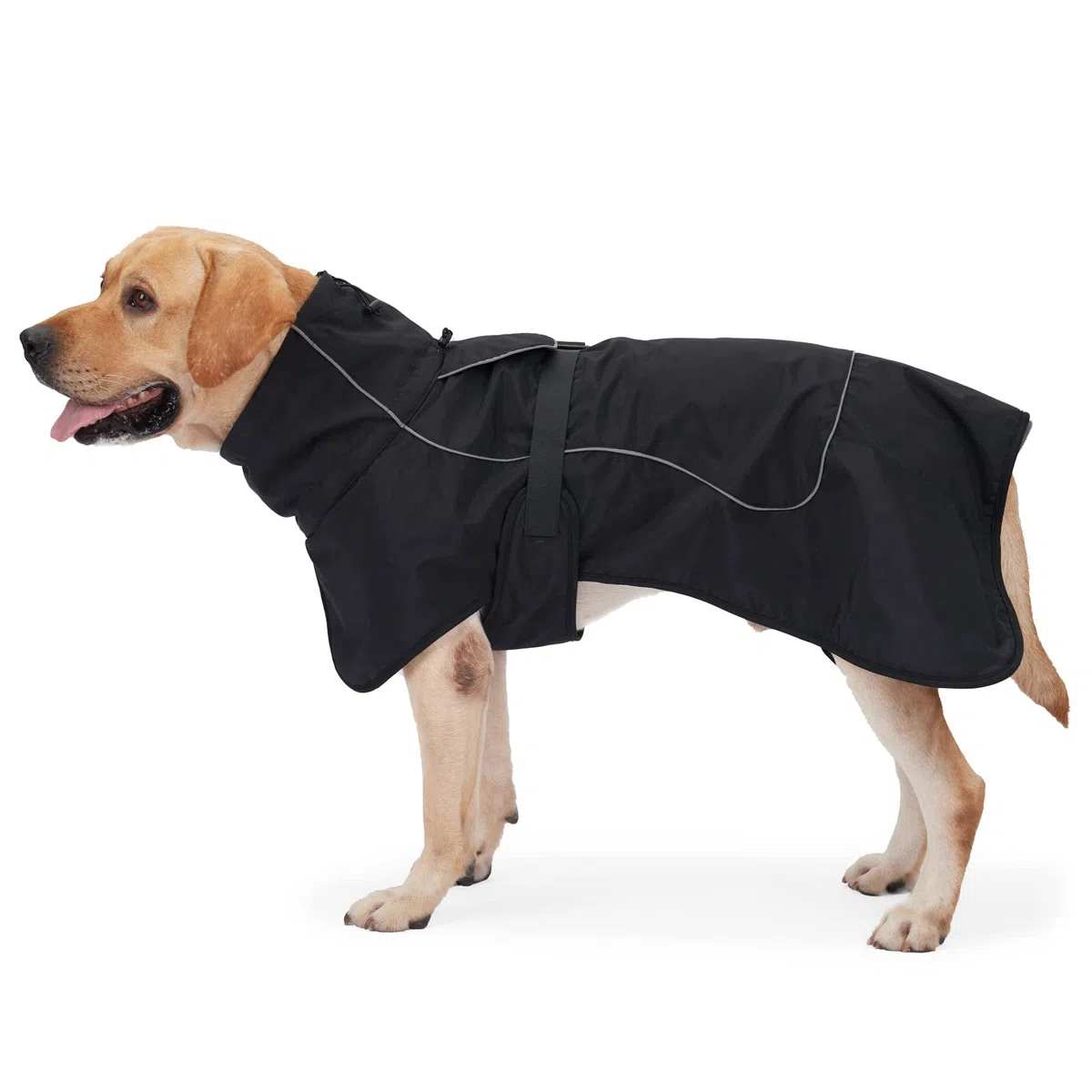 Manteau Imperméable pour Chien avec Doublure en Polaire - Manteau d'hiver Coupe-Vent Veste avec Bandes Réfléchissantes - Veste Chaude pour Chien pour l'intérieur/l'extérieur (Noir, XXL)