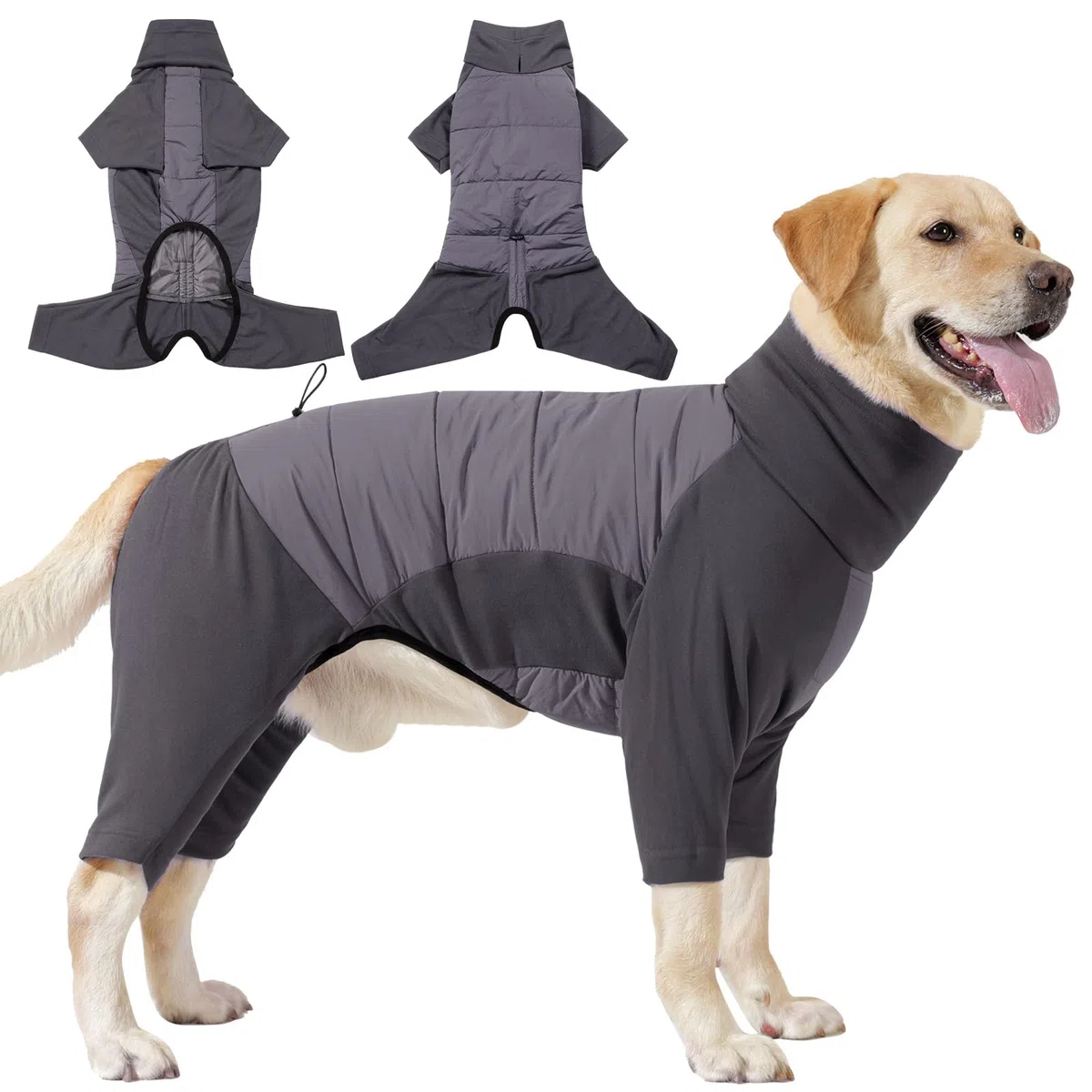 HEYWEAN Manteau Polaire pour Chien avec Jambes Pull d'hiver Pyjama pour Chiens Petite Moyen Grande Taille Combinaison intégrale Manteaux Chauds pour Chiens Pull Polaire Vêtements d'hiver Veste Chien