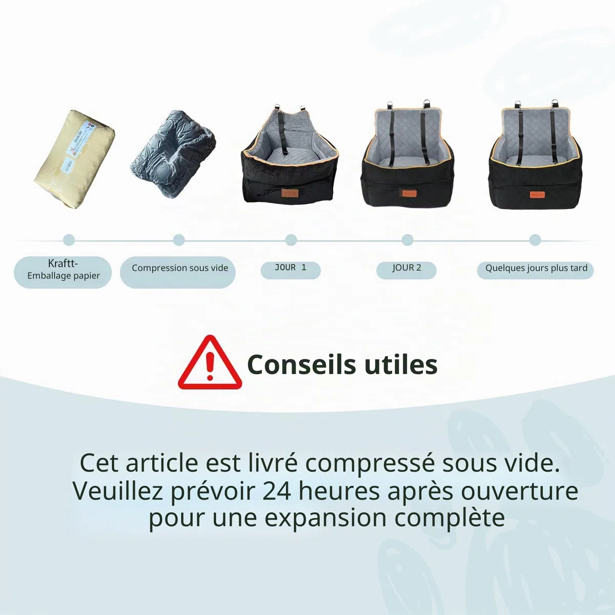 HEGGCOOE Siège auto pour petit chien en mousse à mémoire de forme avec coussin épais pour chiens de moins de 16 kg, amovible, lavable