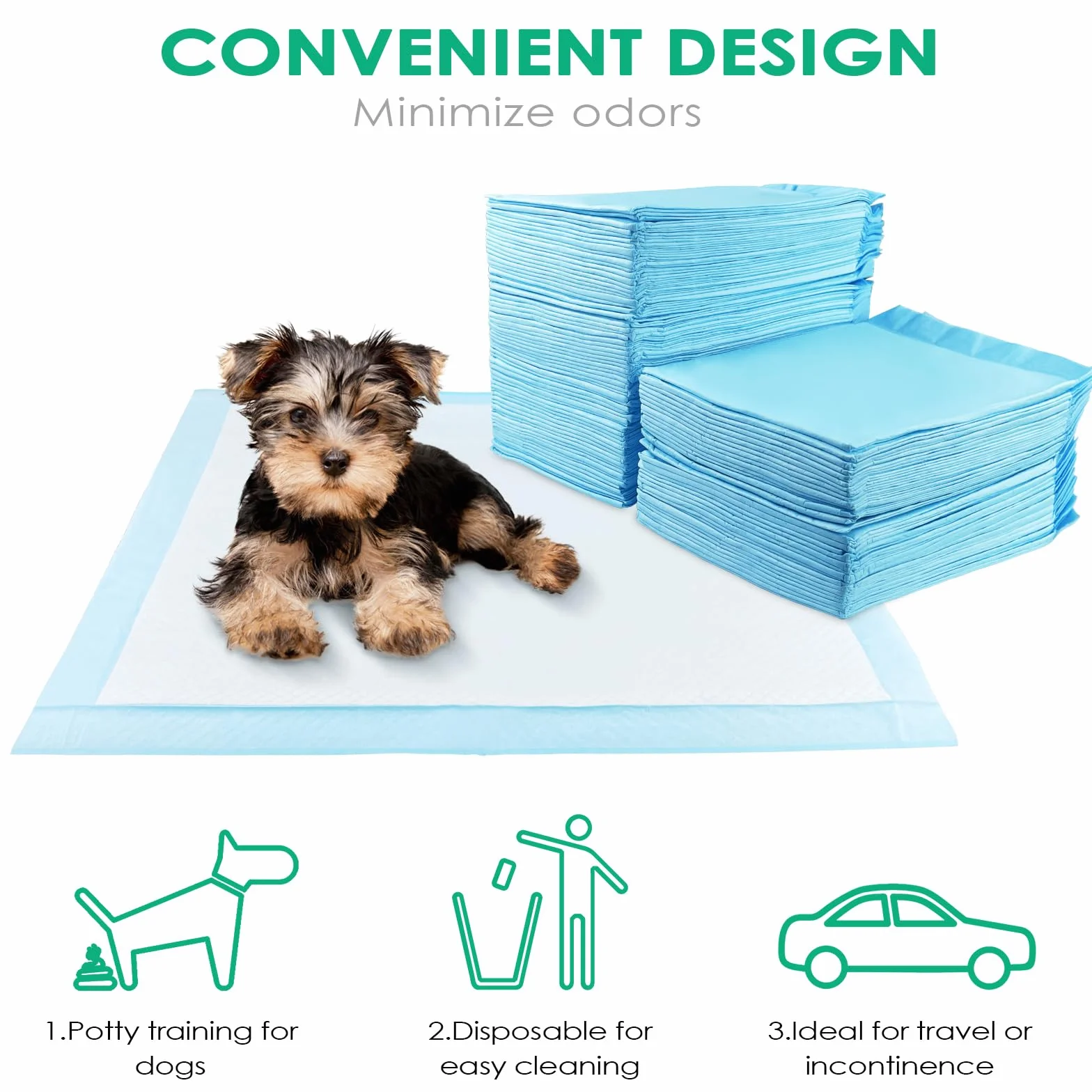 Fousenuk 100 Pièces Tapis Absorbant Chien, 60X60cm Alaise Jetable Alèse Pipi Propreté Educateur Chien Animaux, Aleze Impermeable, Pee Pad Apprentissage la Propreté Anti-Fuite Résistante