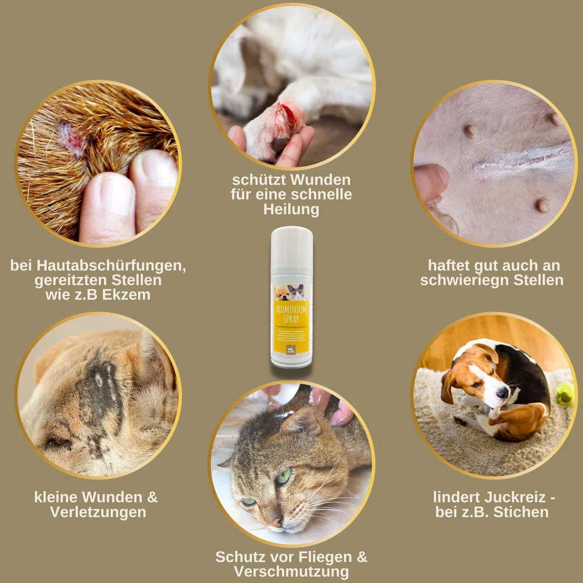 Spray Aluminium Animaux 2x100ml Spray Cicatrisant Chien Chat Cheval – Spray Argent Protecteur pour Plaies Blessures Écorchures Film Protecteur Respirant Hydrofuge – Soin Peau Animaux Pattes Sensibles