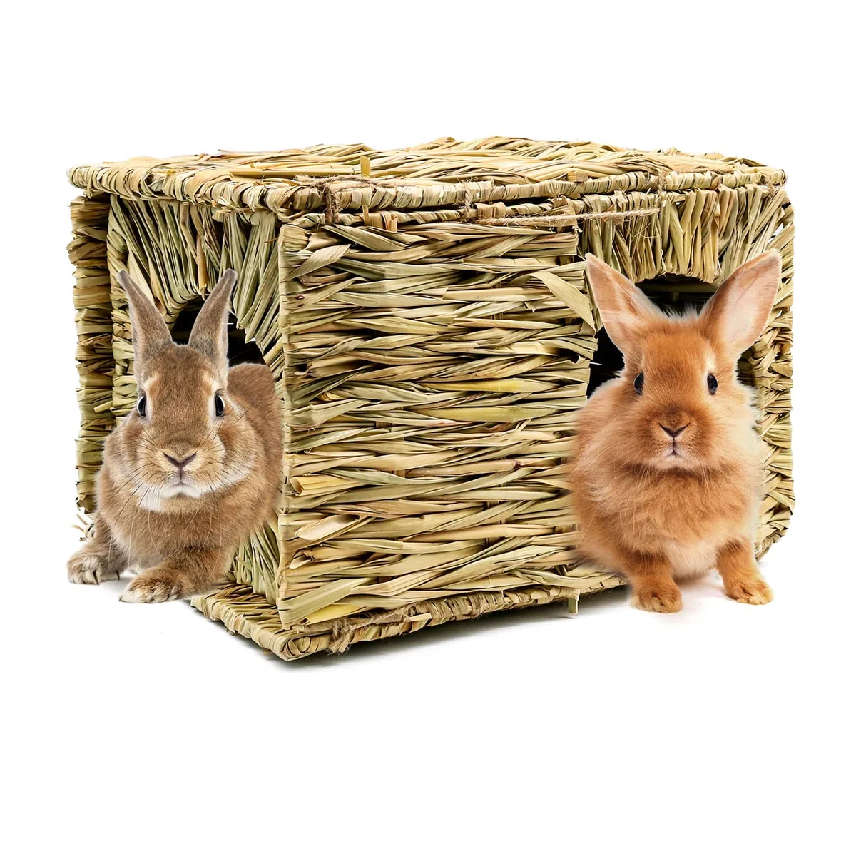 HYLYUN Très Grande Maison Foin Lapin Naturellement Séchée Maison d'herbe Tissée Pliable pour Lapin, Cochon d'Inde, Chinchilla, Furet Jouer et Dormir