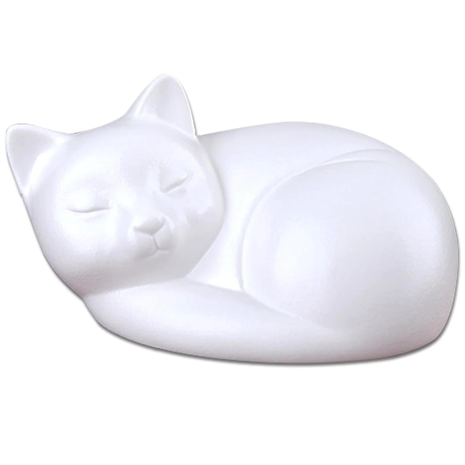 Urne commémorative en céramique pour cendres de chat et chien endormi (blanc mat, chat, 270 ml)