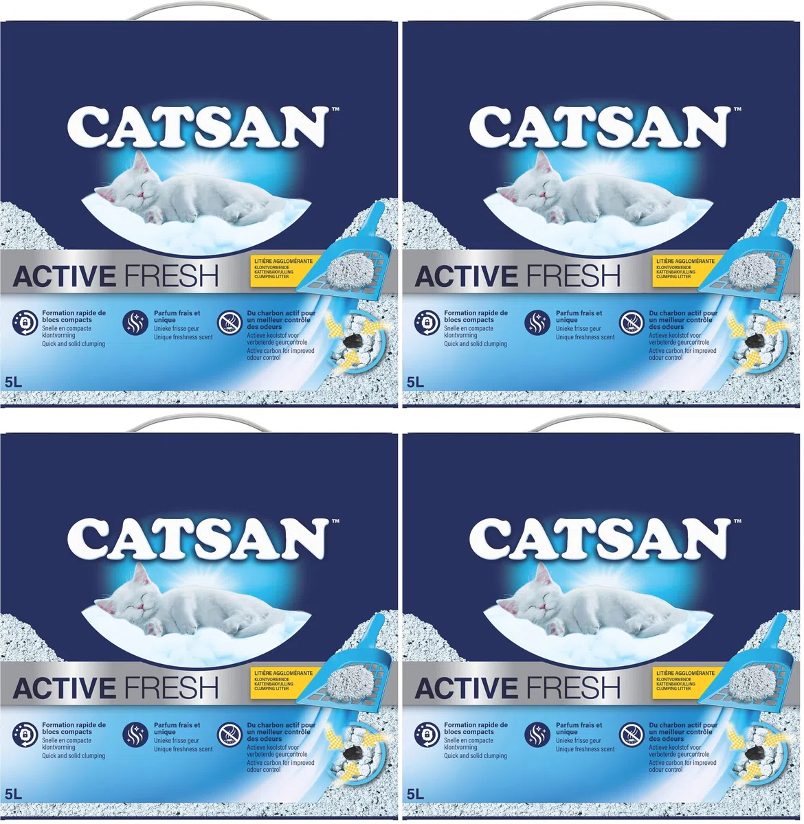 Catsan Active Fresh - Litière Minérale Agglomérante pour Chat 5 L (Lot de 4)