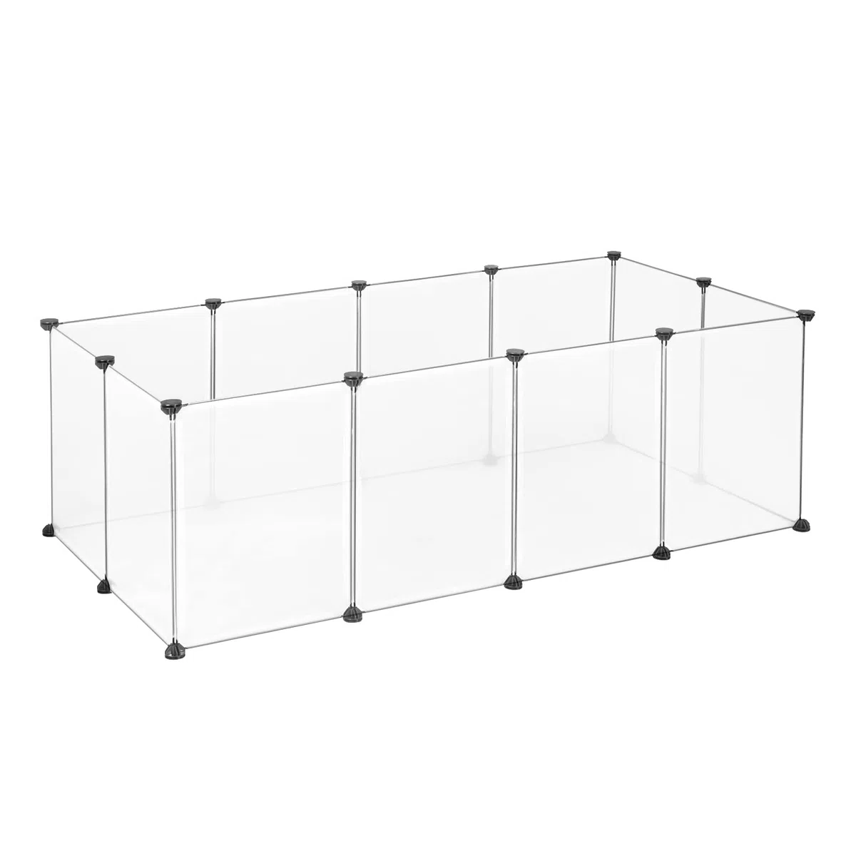 EUGAD Enclos Lapin, Parc Lapins en Plastique, Intérieur Enclos Modulable Lapin, Parc Enclo pour Petits Animaux, Cochon d'Inde, Lapin, Hérisson 145x75x46cm Transparent