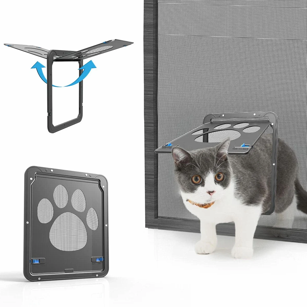 NAMSAN Chatiere pour Moustiquaire Facile à Installer La Liberté de Chat Verrouillable Moustiquaire de Porte pour Petit/Moyen Chat/Chien