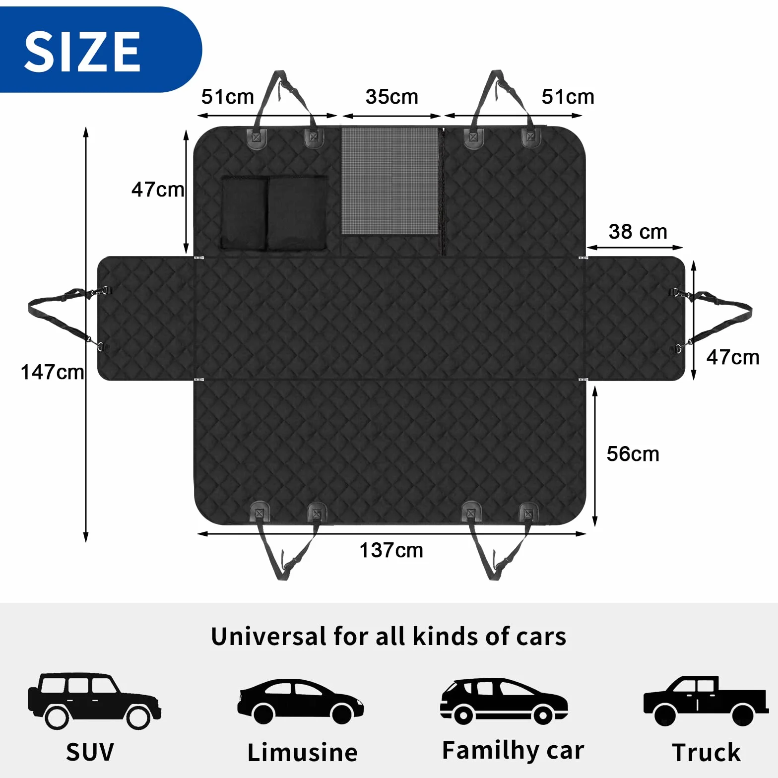 Sosayet Housses de Siège d'auto pour Chien, Protection Voiture Chien Universelle avec Fenêtre de Visualisation, Housse Voiture Chien Imperméable Antidérapant pour Voitures VUS (137 x 147 cm)
