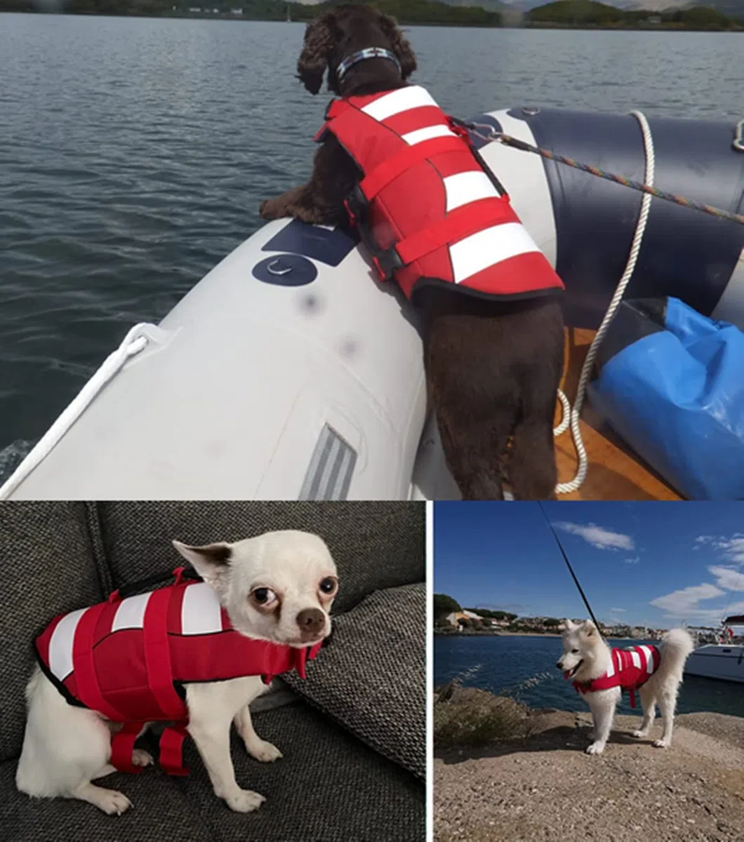 Gilets de Sauvetage pour Chiens Gilet de Flottaison Animaux Réglable,Gilets de Flottaison pour Animal de Compagnie avec Souple Poignée Pet Life Jacket(Rouge,L)