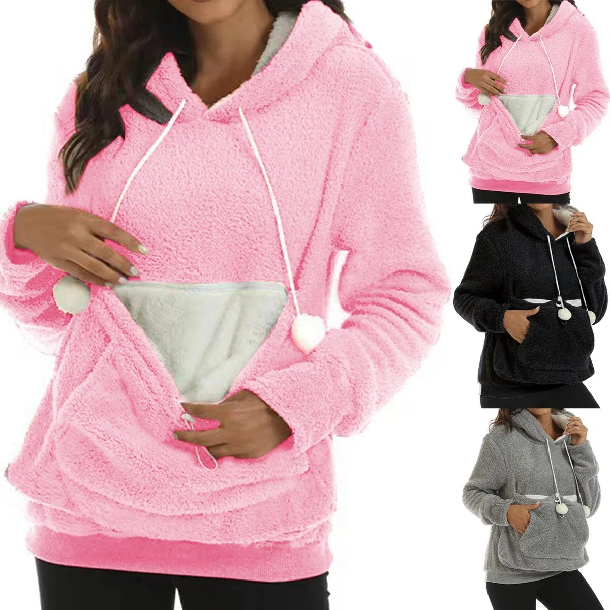 Pull femme avec poche pour chien chat chien poche femme sweat à capuche kangaroo grande poche sweat à capuche chats chiens animaux de compagnie transporteur sweat-shirt sac à manches longues